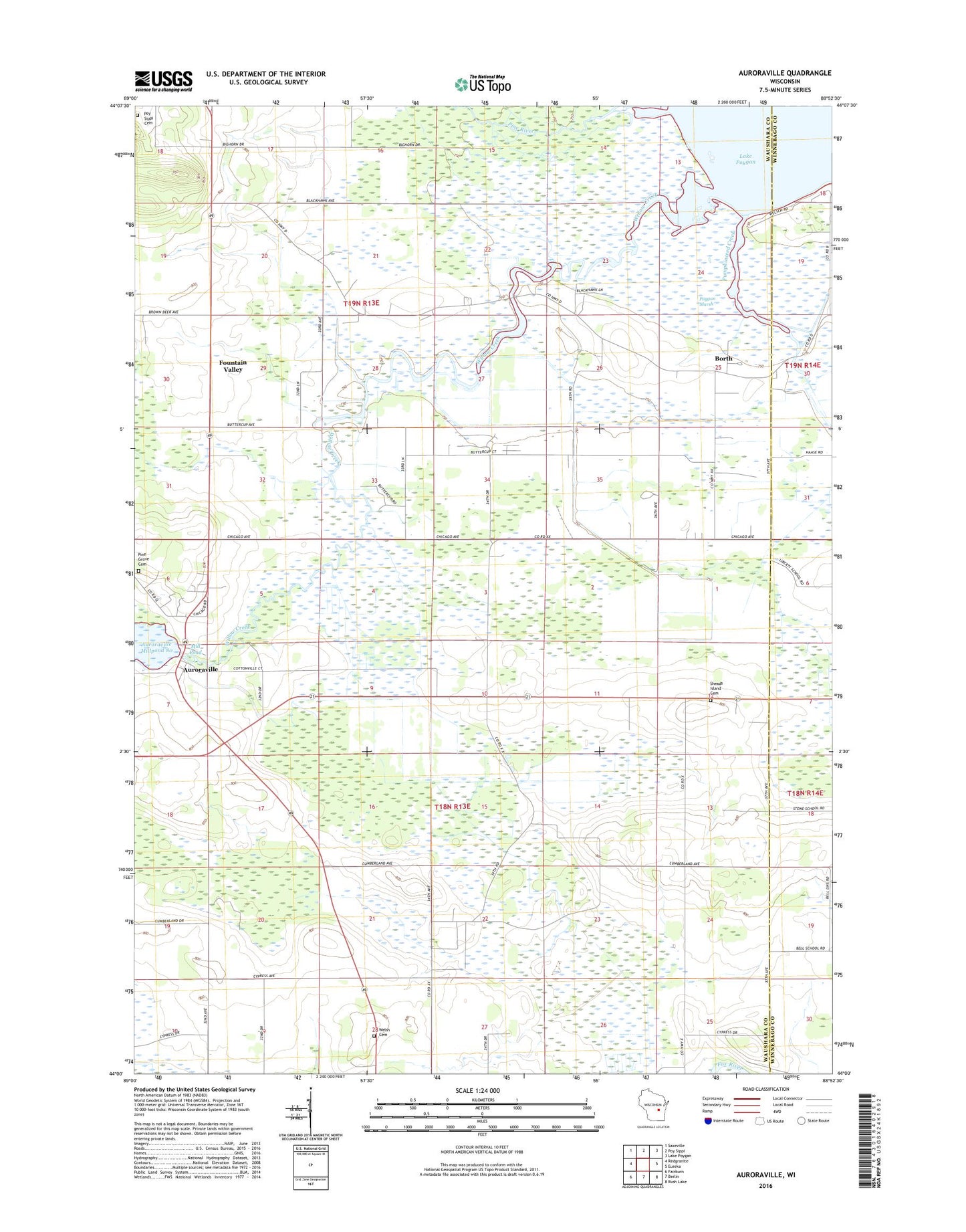 Auroraville Wisconsin US Topo Map Image