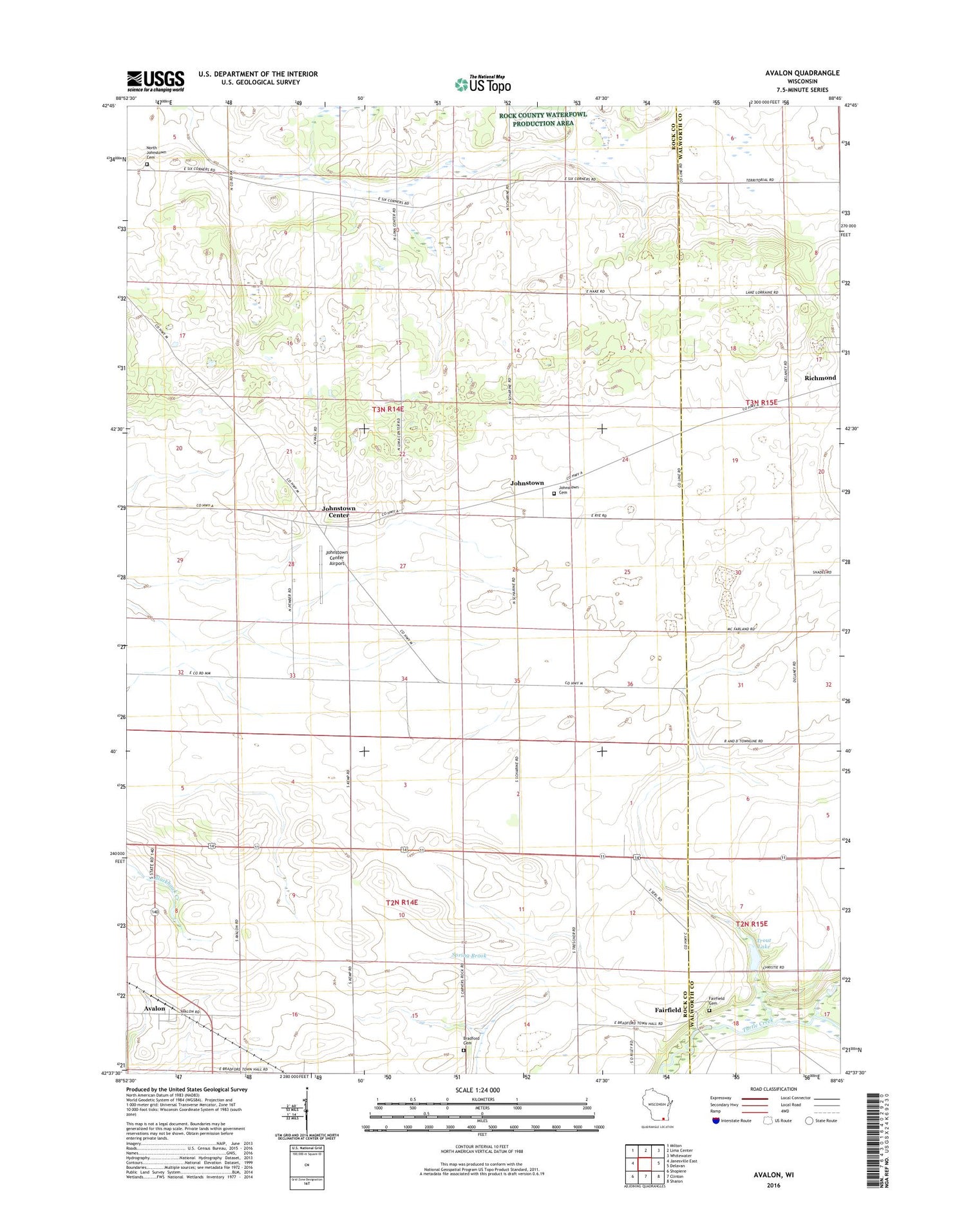 Avalon Wisconsin US Topo Map Image
