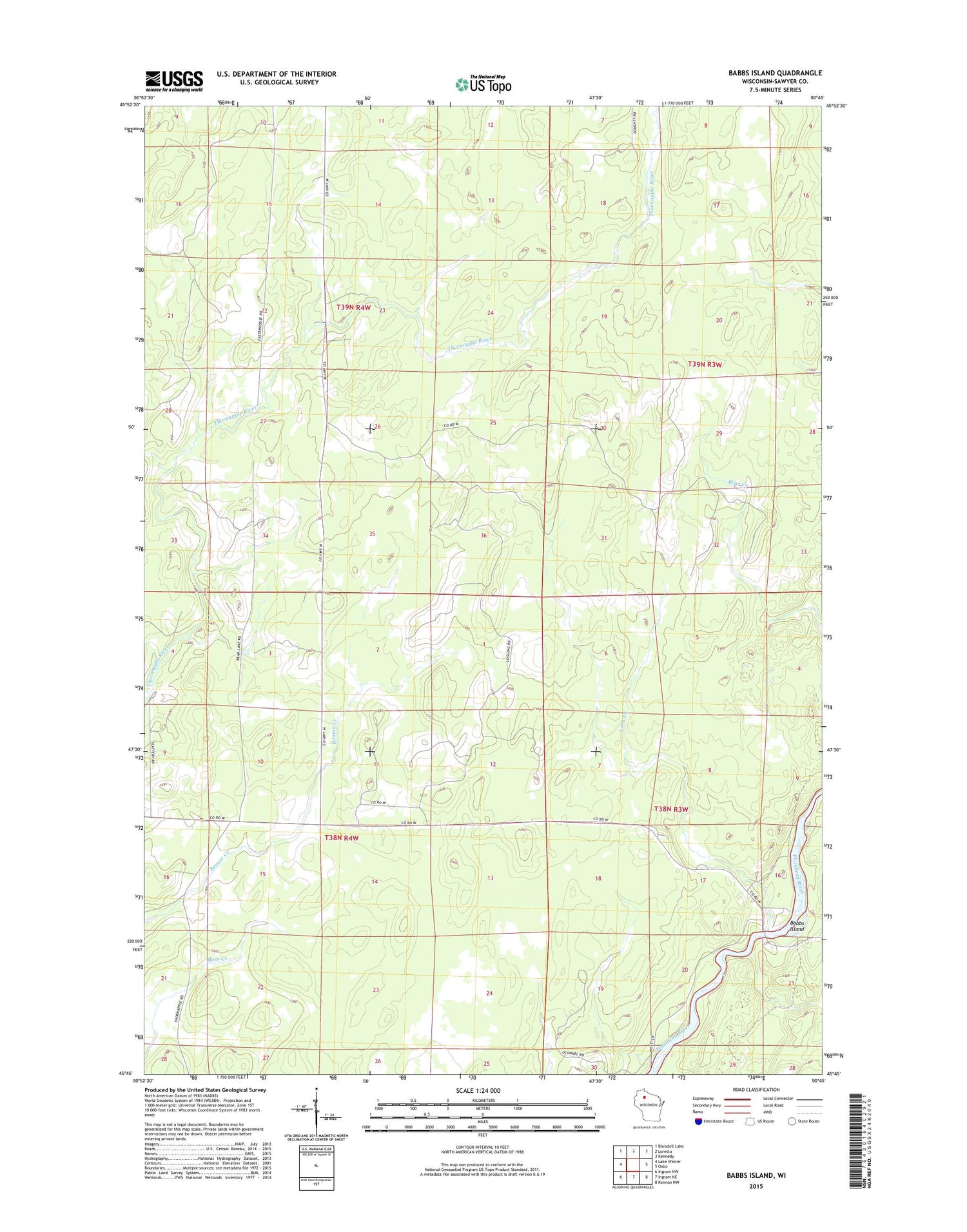 Babbs Island Wisconsin US Topo Map Image