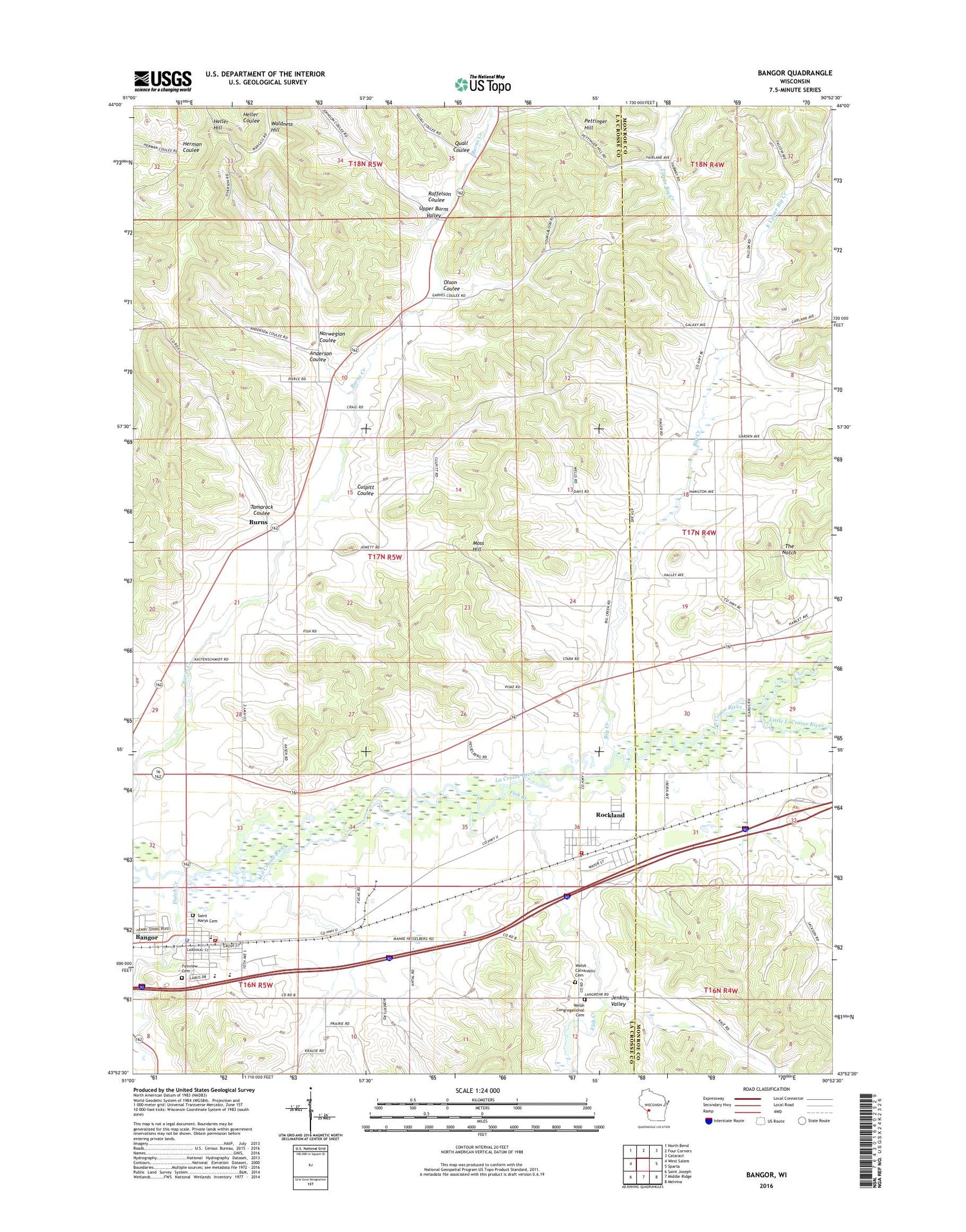 Bangor Wisconsin US Topo Map Image