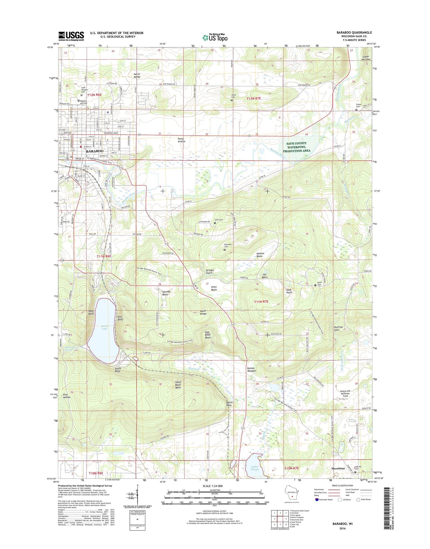 Baraboo Library Map Baraboo Wisconsin US Topo Map – MyTopo Map Store