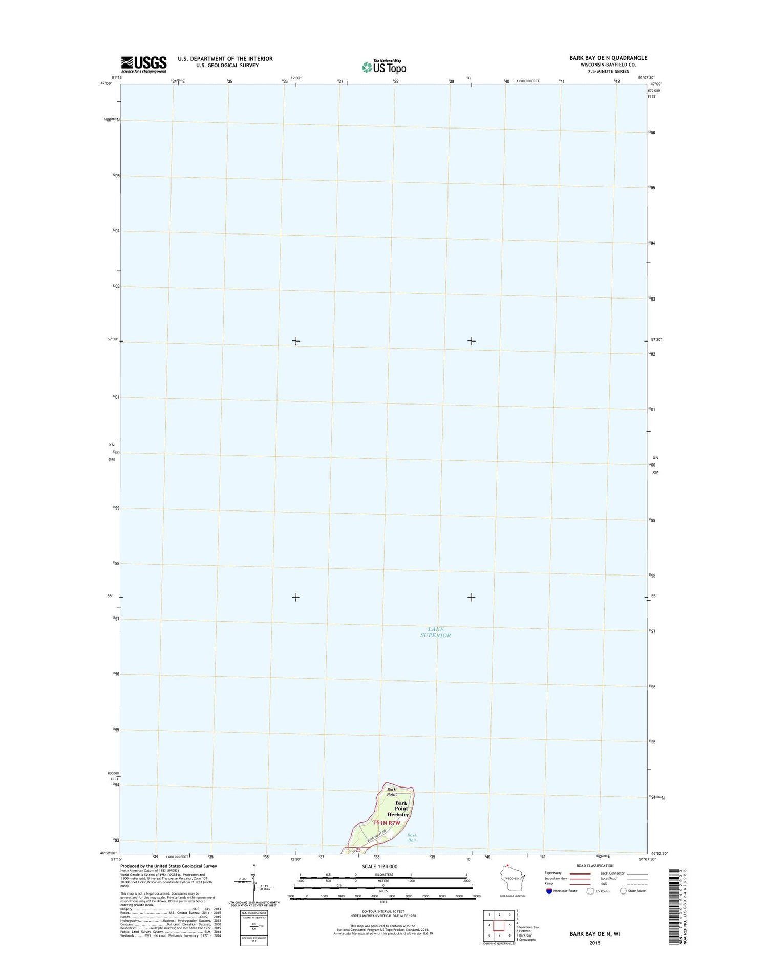 Bark Bay OE N Wisconsin US Topo Map Image