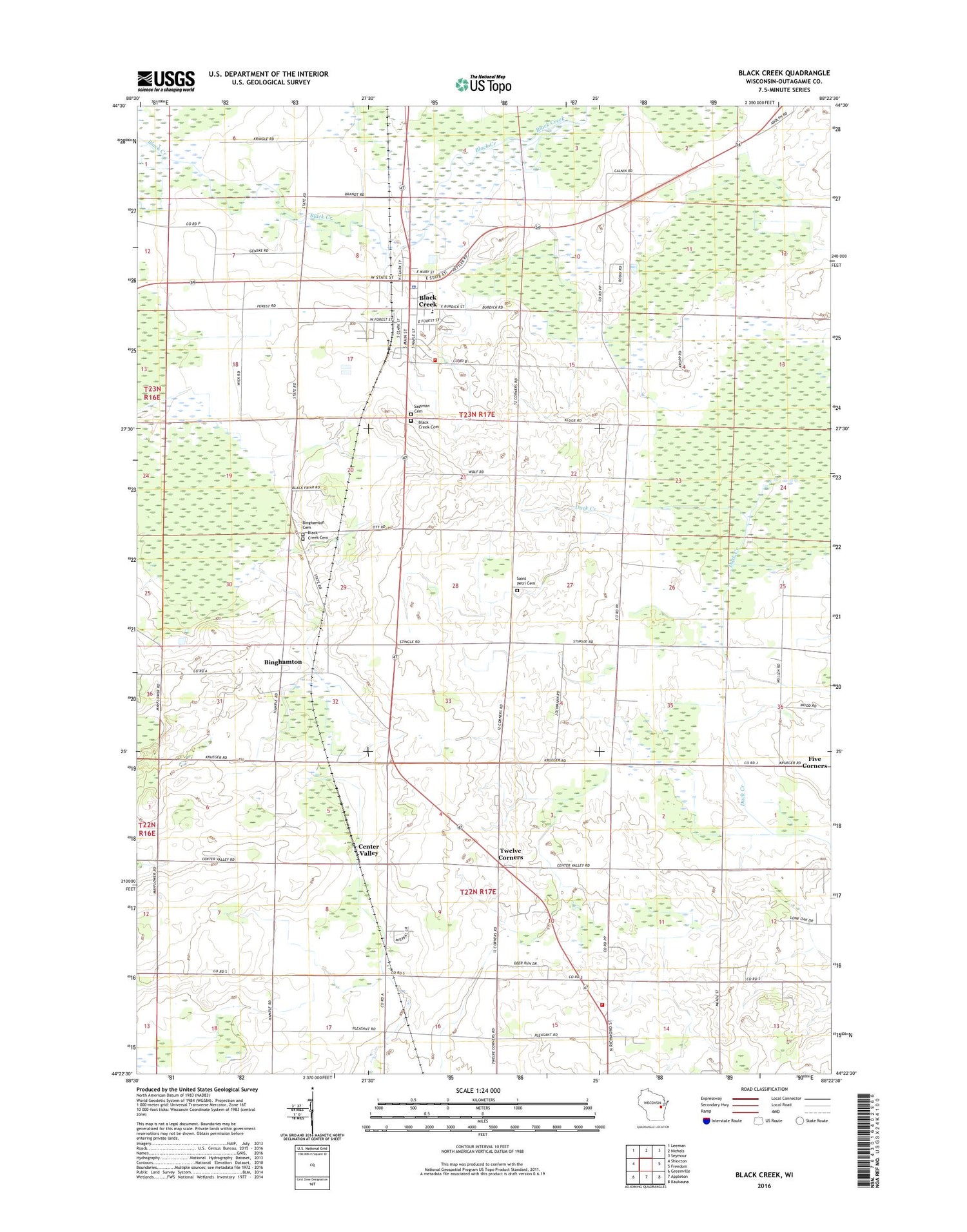 Black Creek Wisconsin US Topo Map Image