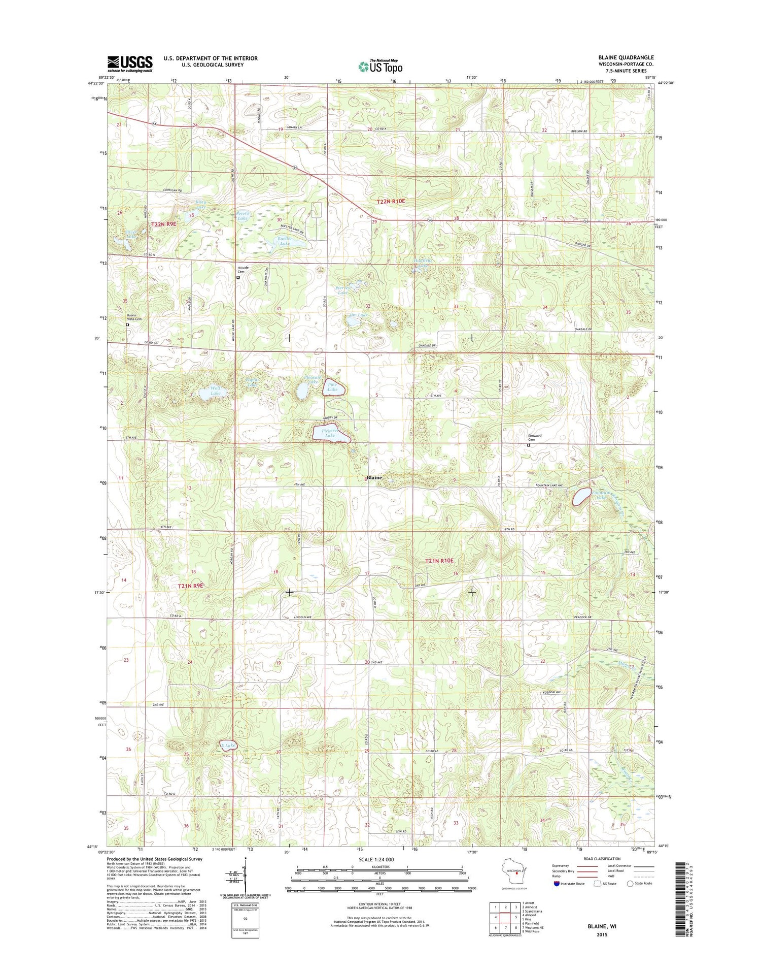 Blaine Wisconsin US Topo Map Image