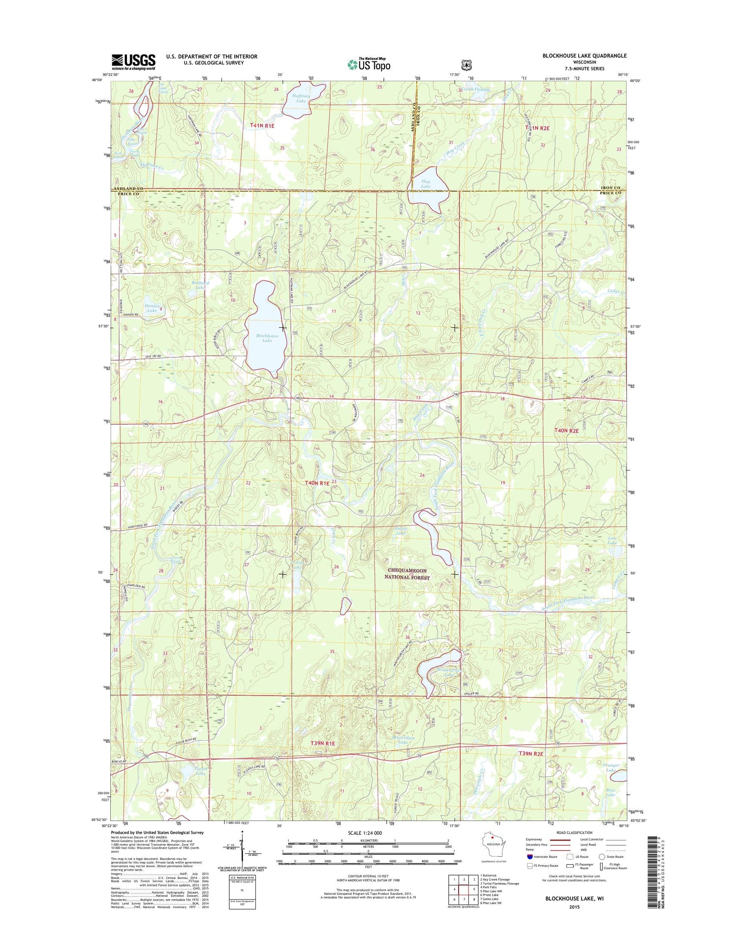 Blockhouse Lake Wisconsin US Topo Map Image