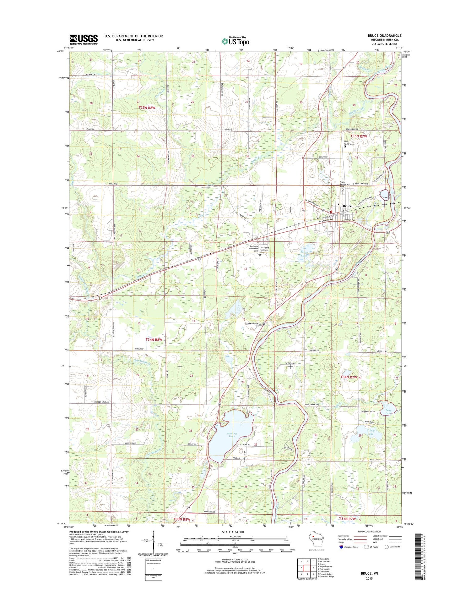 Bruce Wisconsin US Topo Map Image