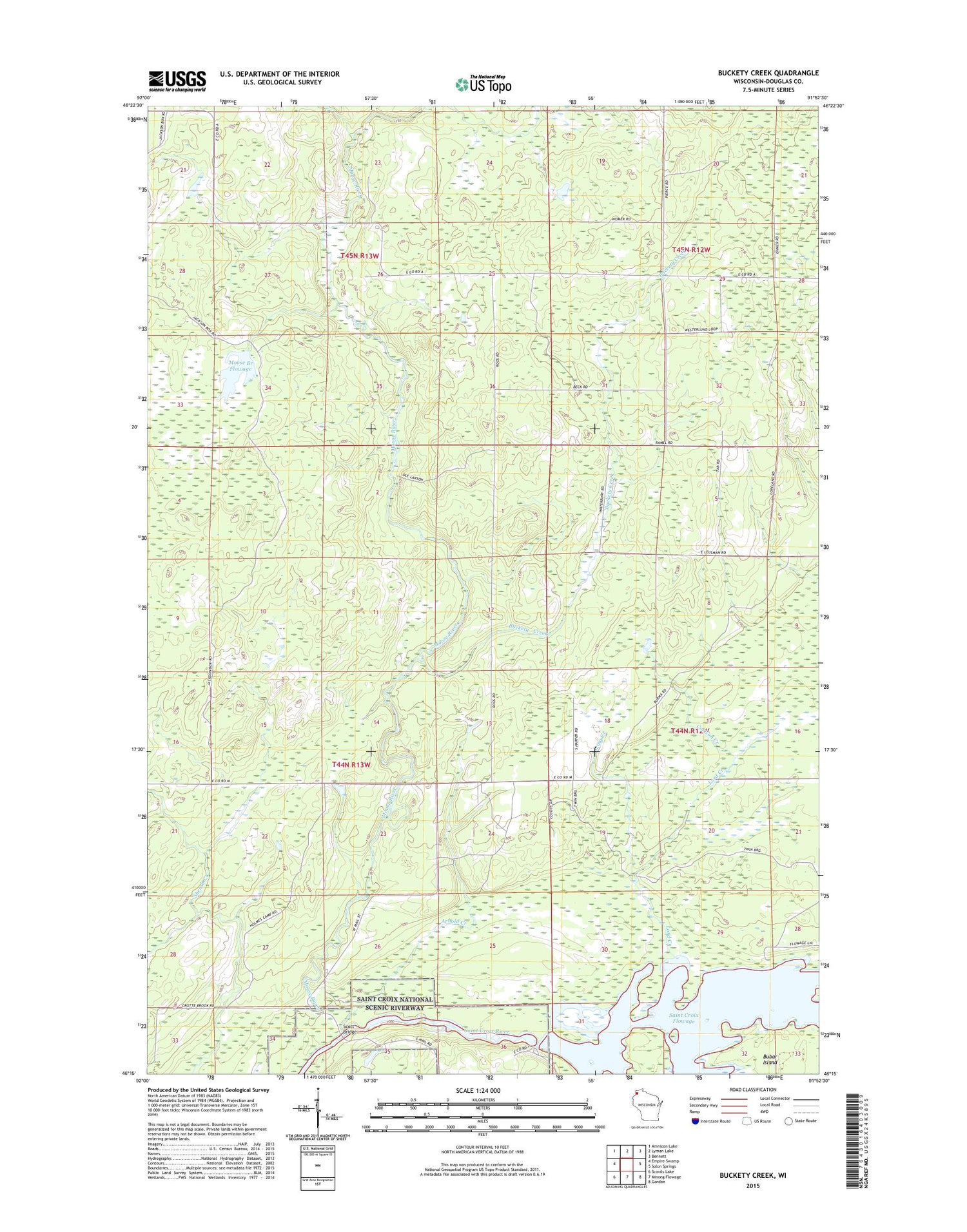 Buckety Creek Wisconsin US Topo Map Image