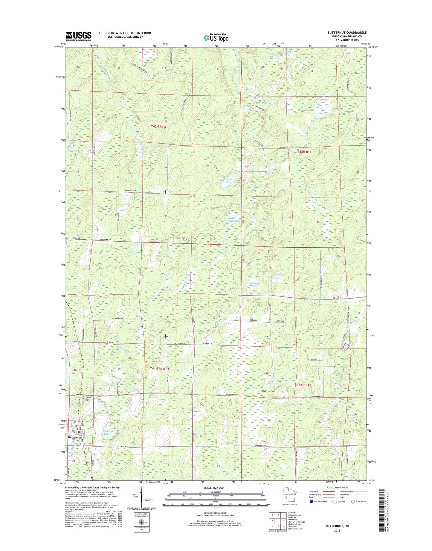 Butternut Wisconsin US Topo Map Image