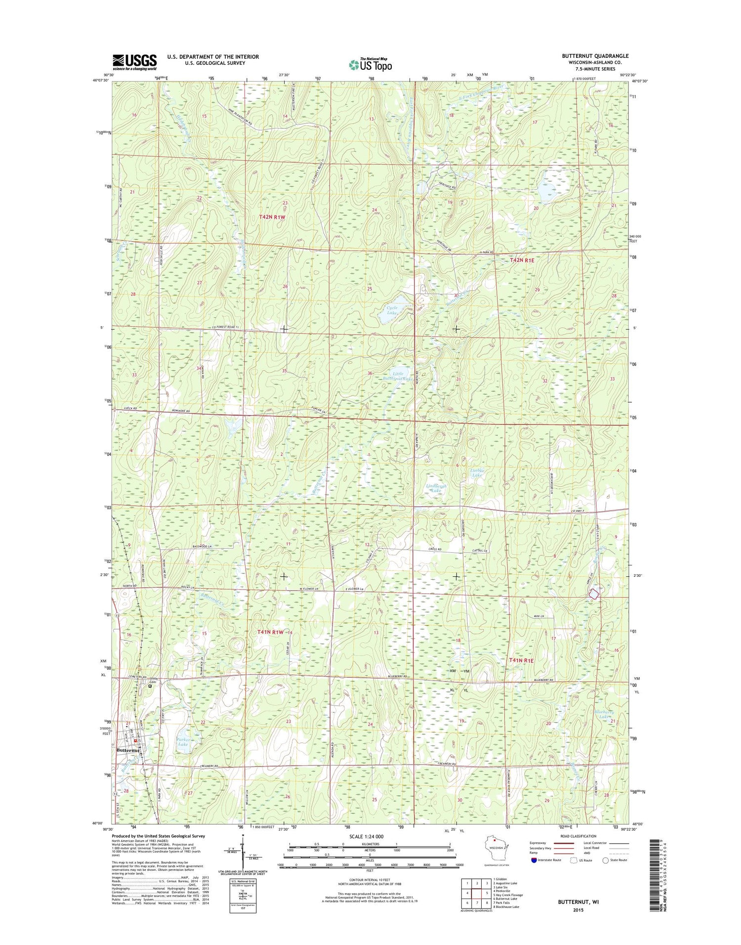 Butternut Wisconsin US Topo Map Image
