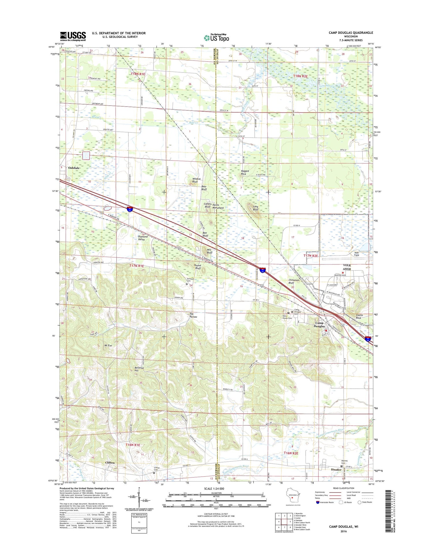 Camp Douglas Wisconsin US Topo Map Image