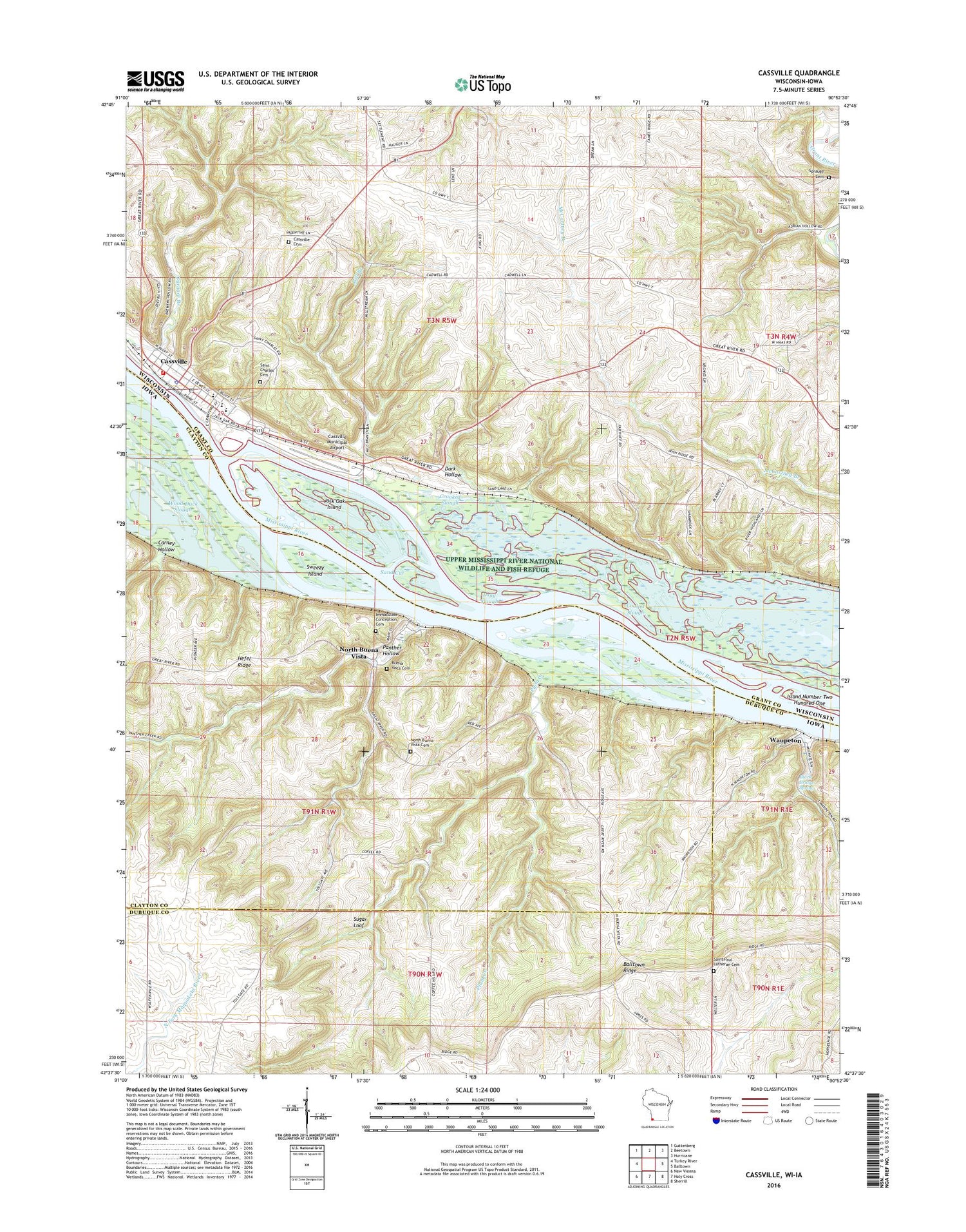 Cassville Wisconsin US Topo Map Image