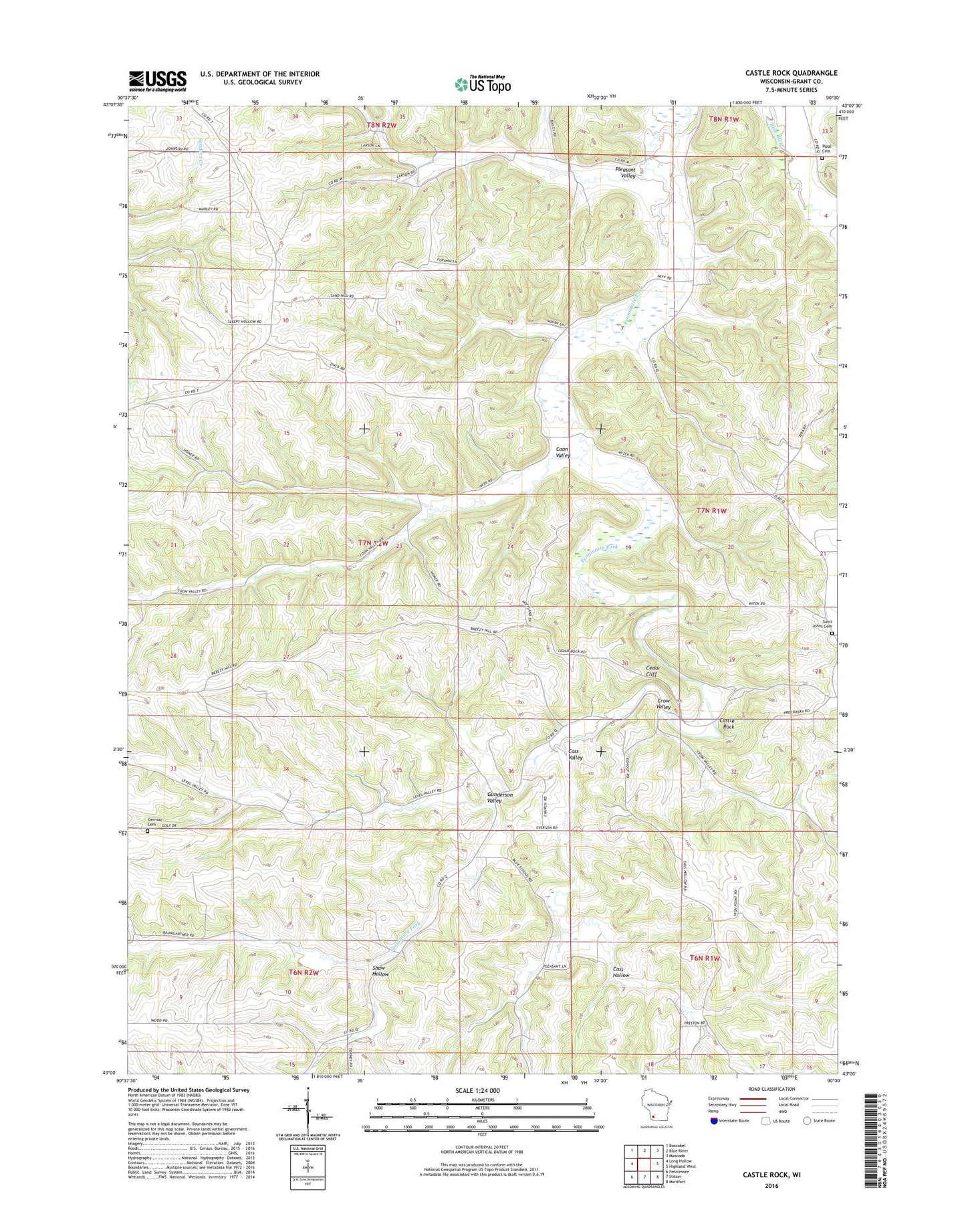 Castle Rock Wisconsin US Topo Map Image