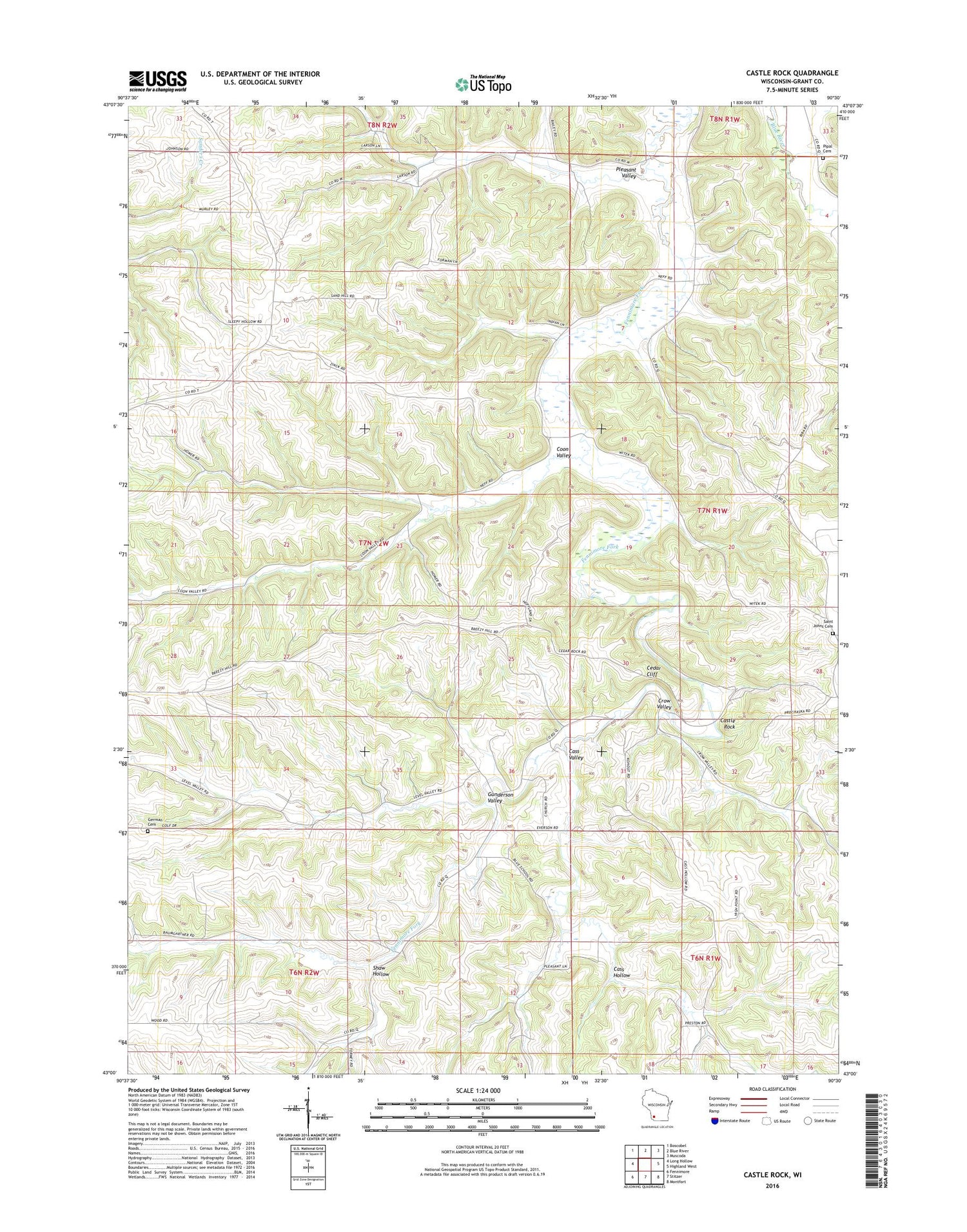 Castle Rock Wisconsin US Topo Map Image