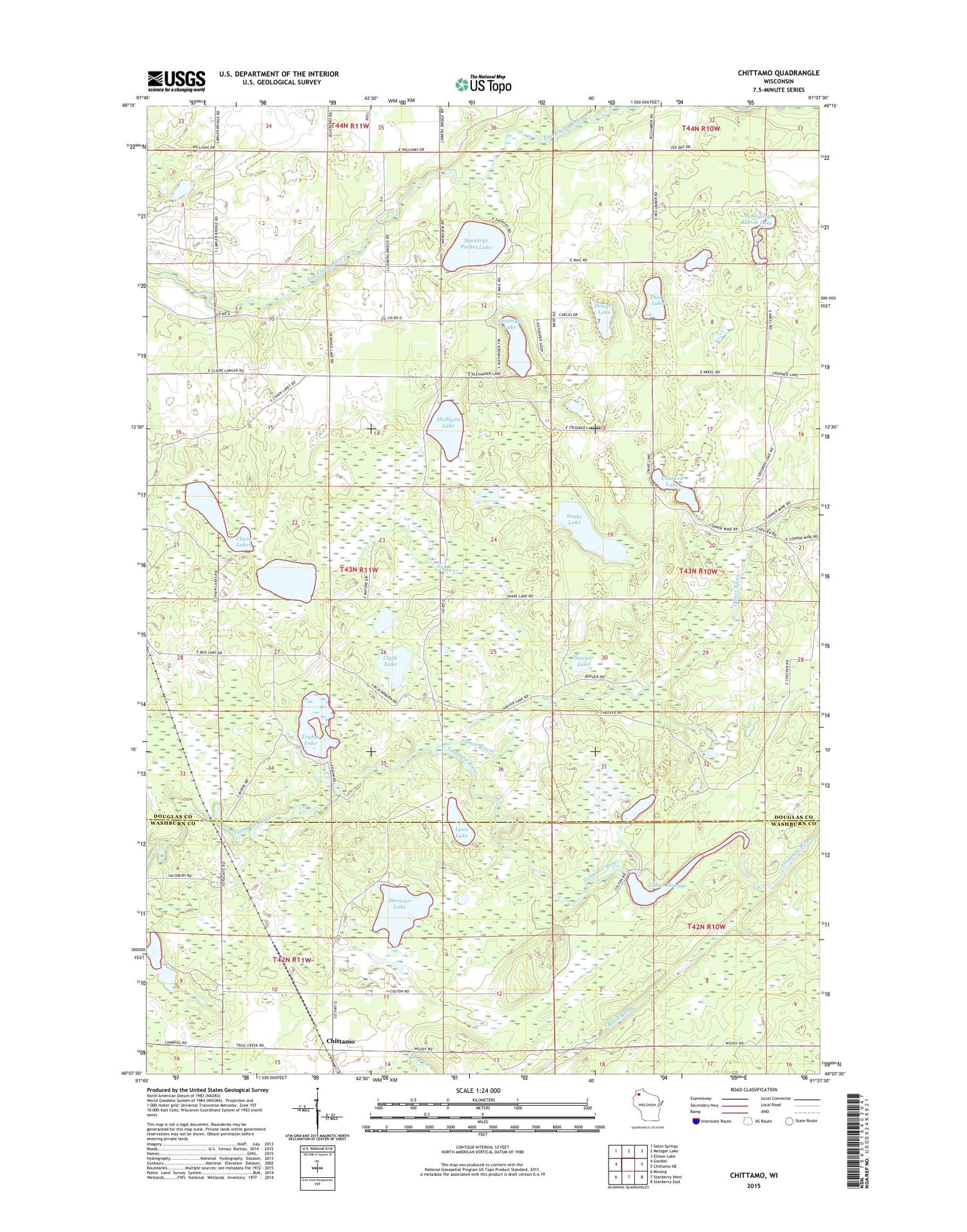 Chittamo Wisconsin US Topo Map Image