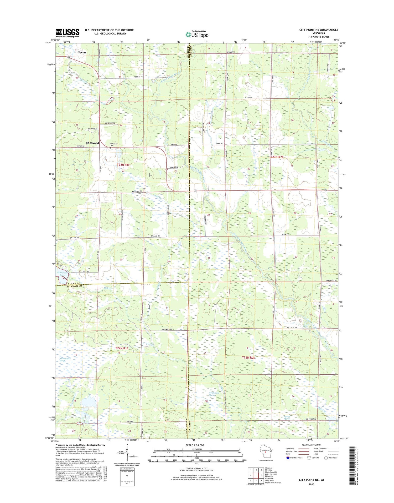 City Point NE Wisconsin US Topo Map Image