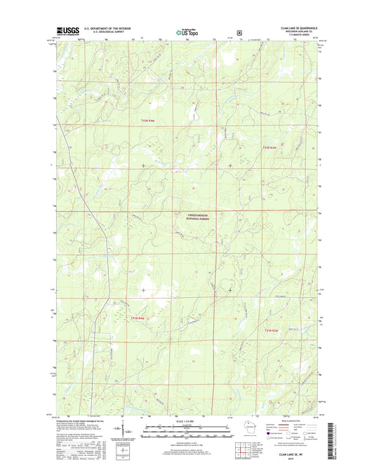 Clam Lake SE Wisconsin US Topo Map Image