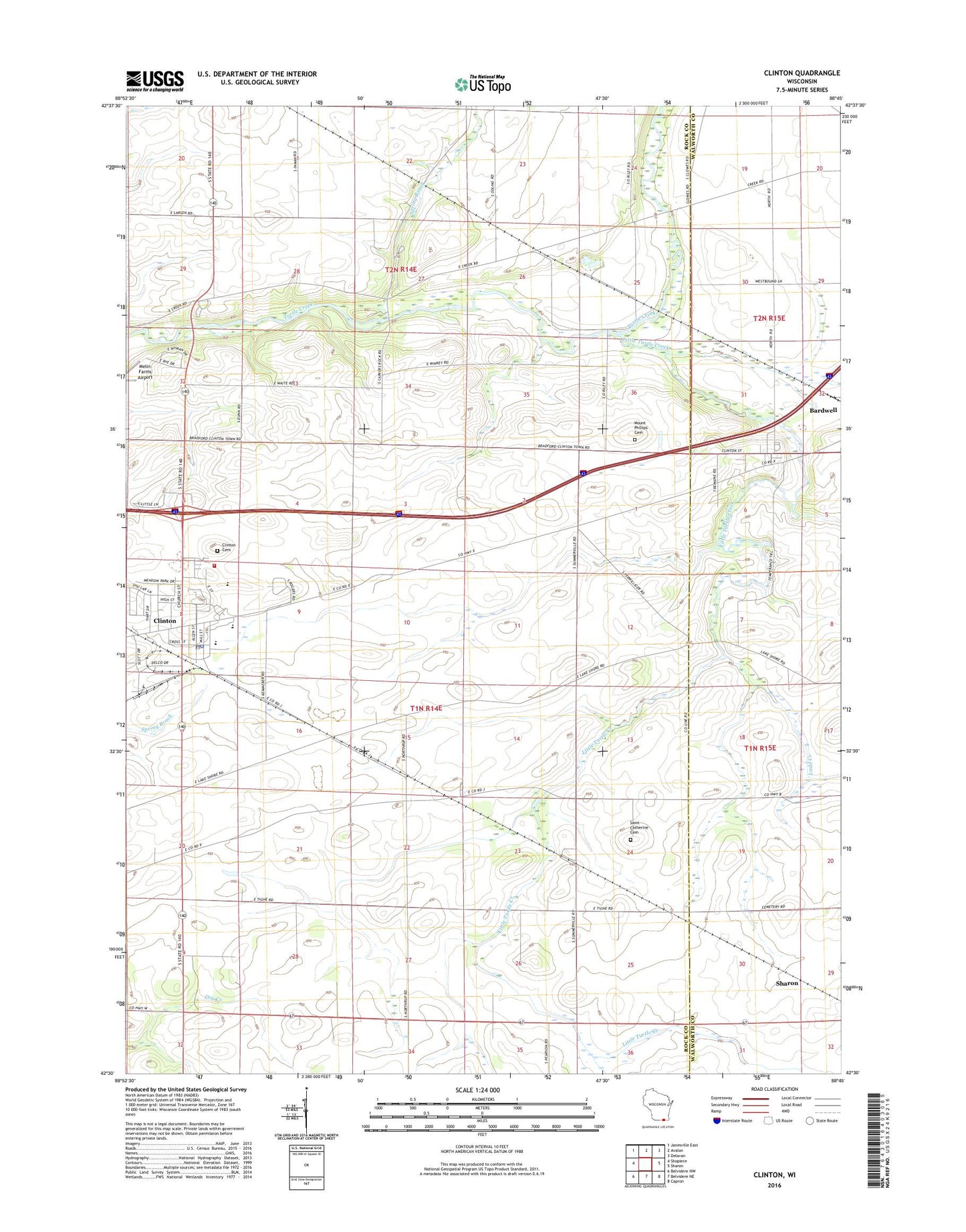 Clinton Wisconsin US Topo Map Image