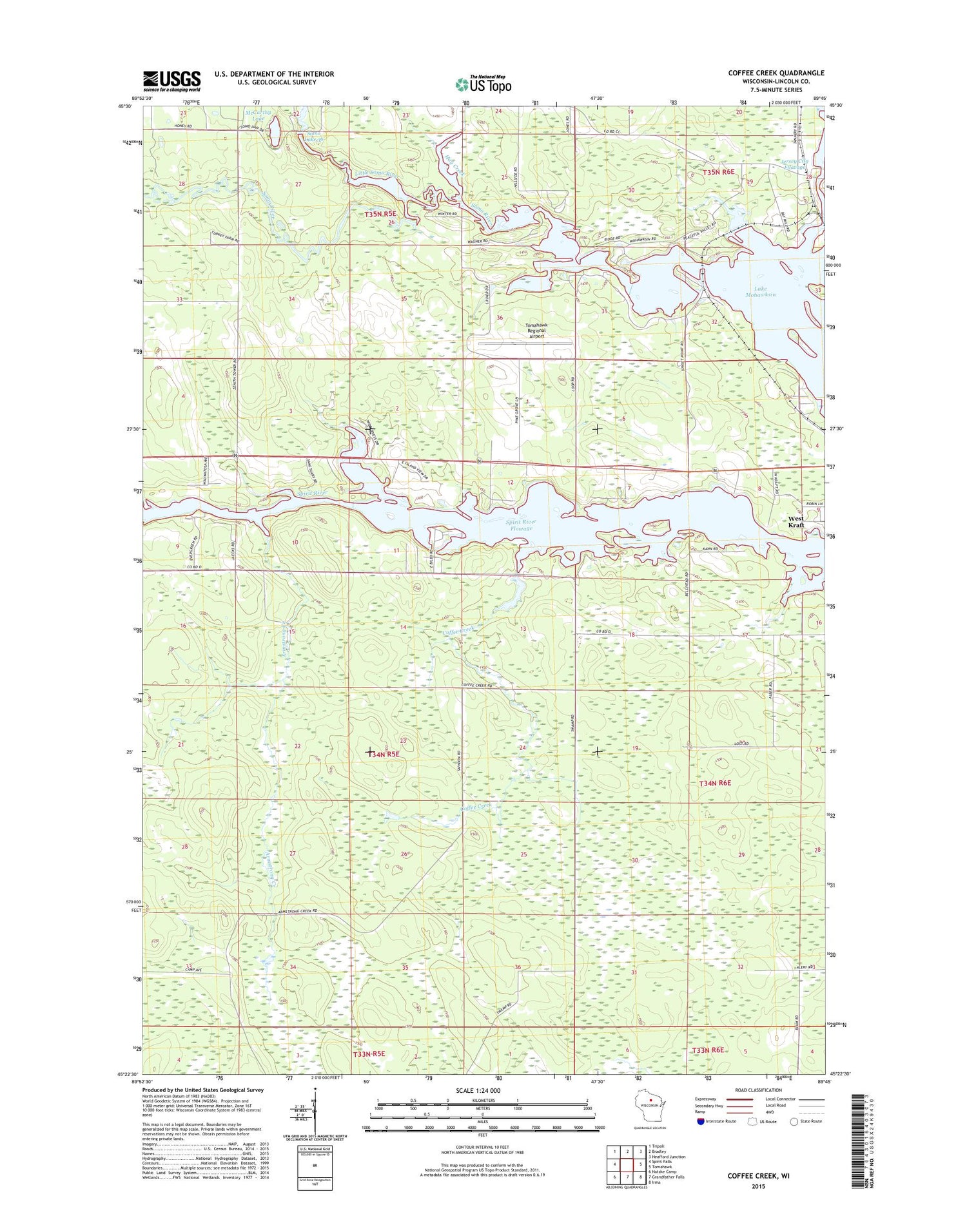 Coffee Creek Wisconsin US Topo Map Image
