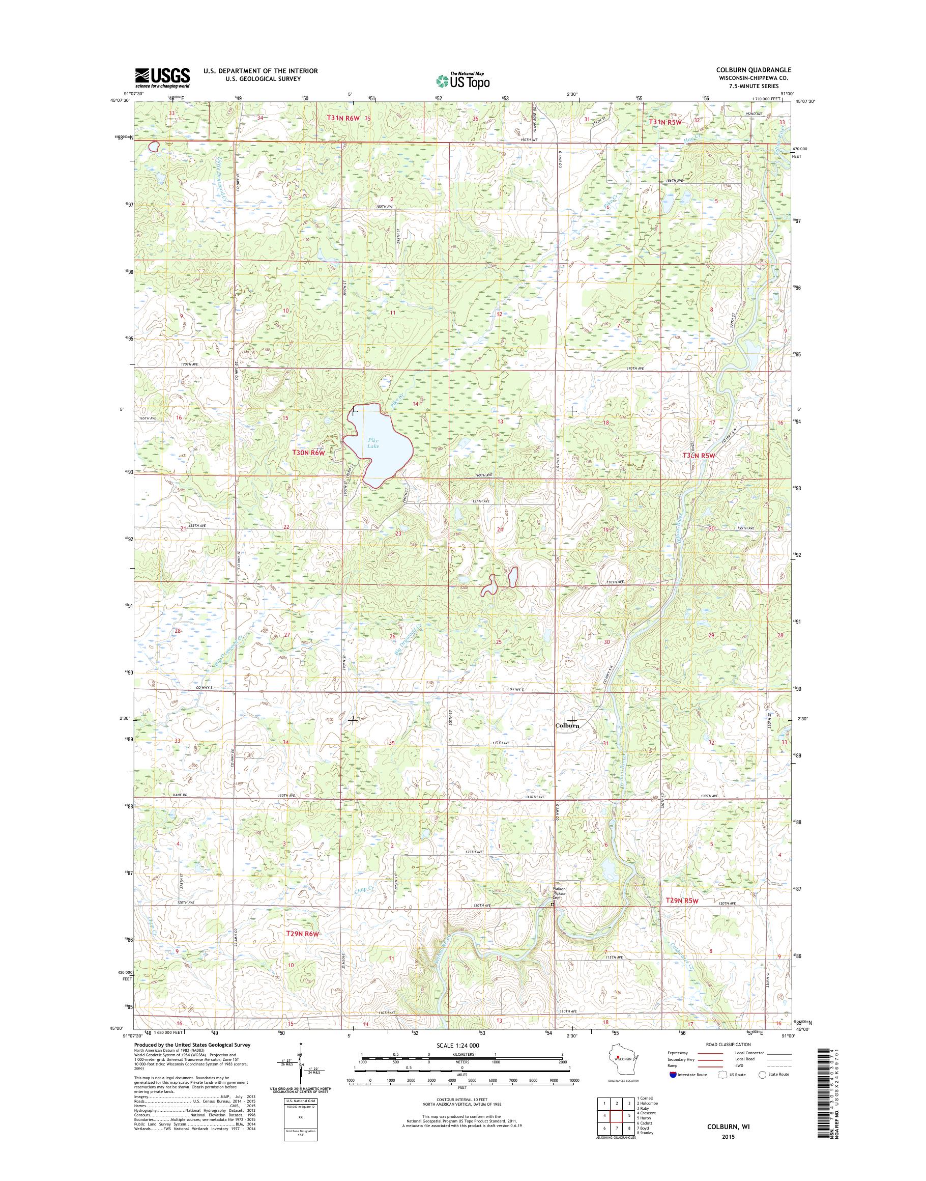 Colburn Wisconsin US Topo Map – MyTopo Map Store