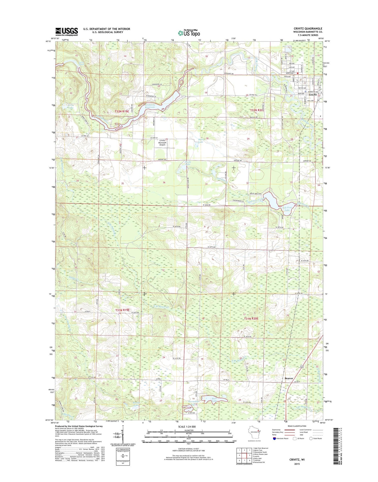 Crivitz Wisconsin US Topo Map Image