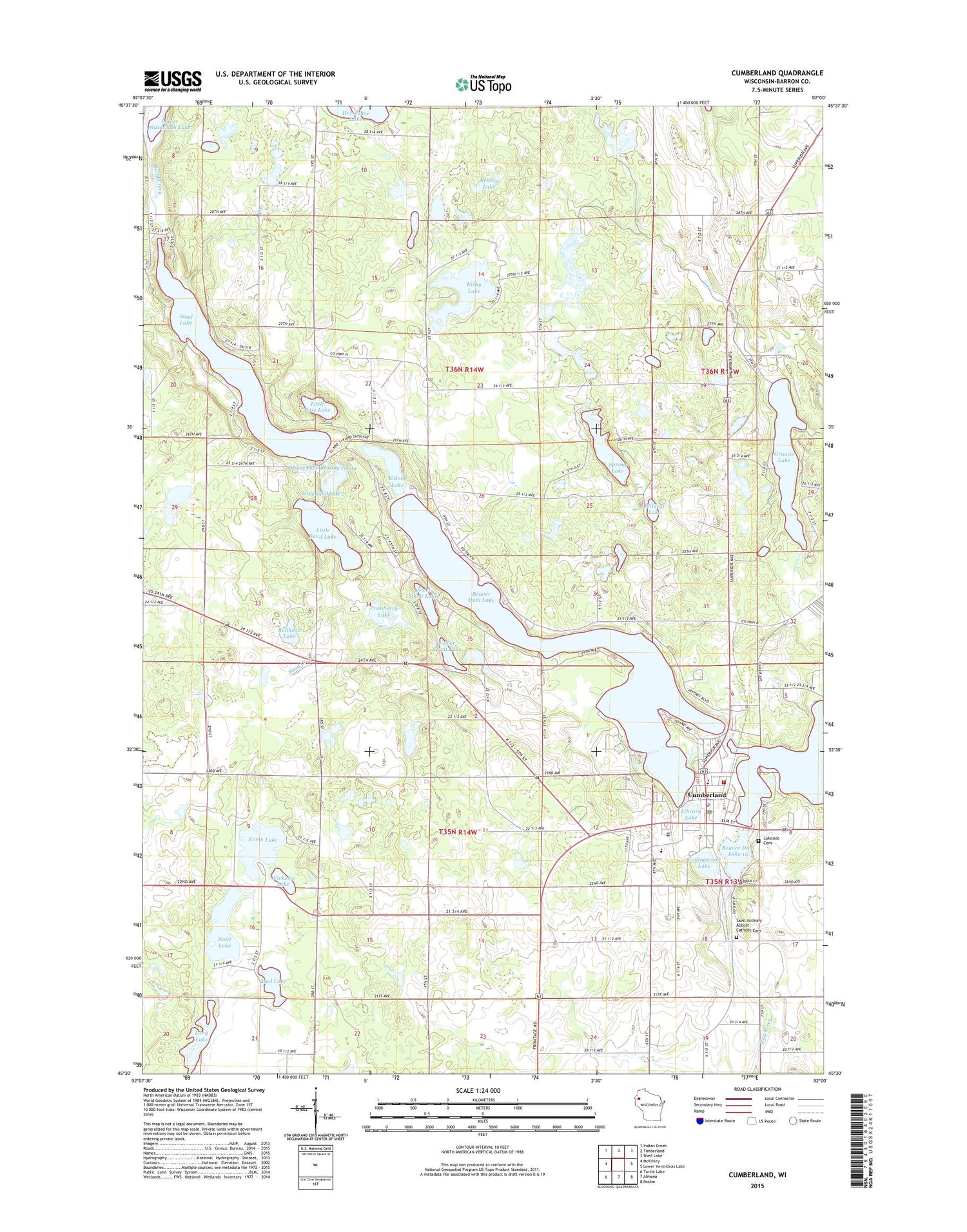 Cumberland Wisconsin US Topo Map Image