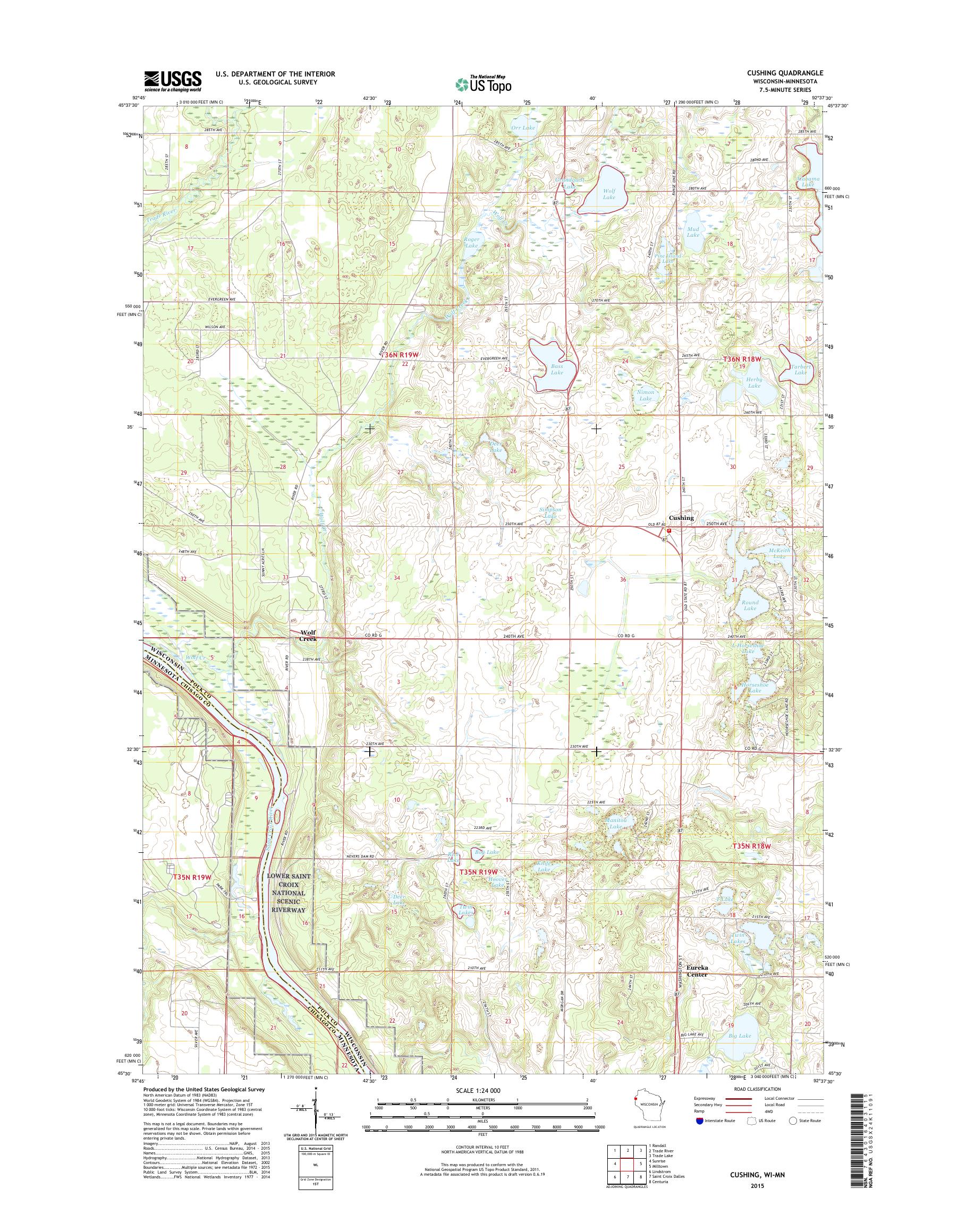 Cushing Wisconsin US Topo Map – MyTopo Map Store