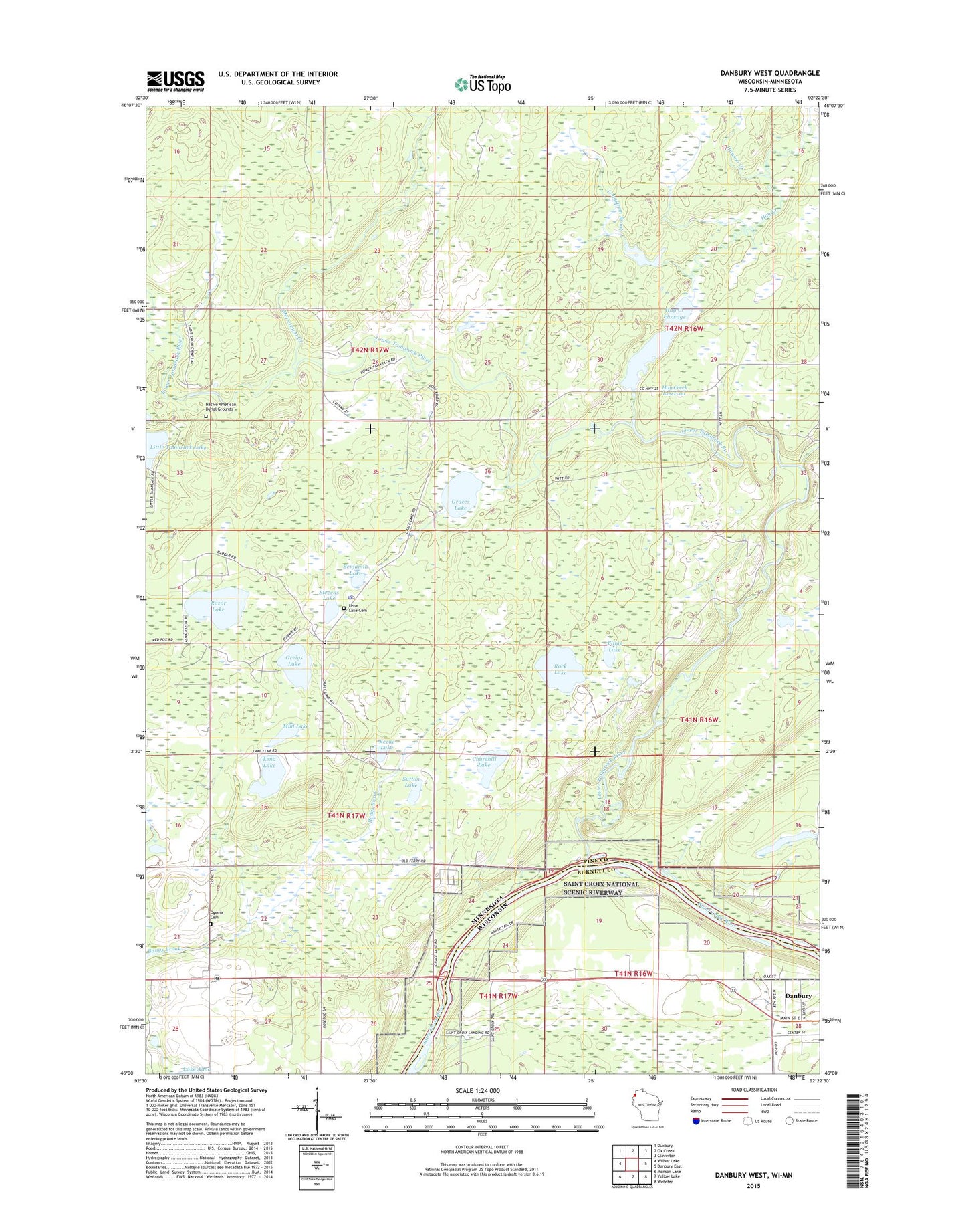 Danbury West Wisconsin US Topo Map Image