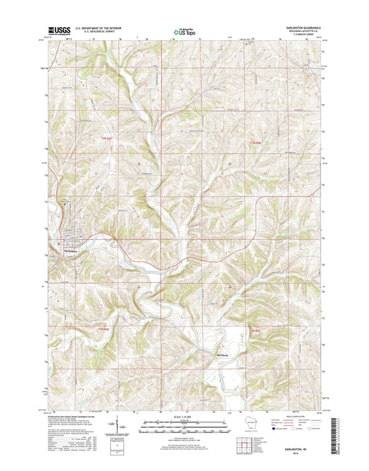 Darlington Wisconsin US Topo Map Image