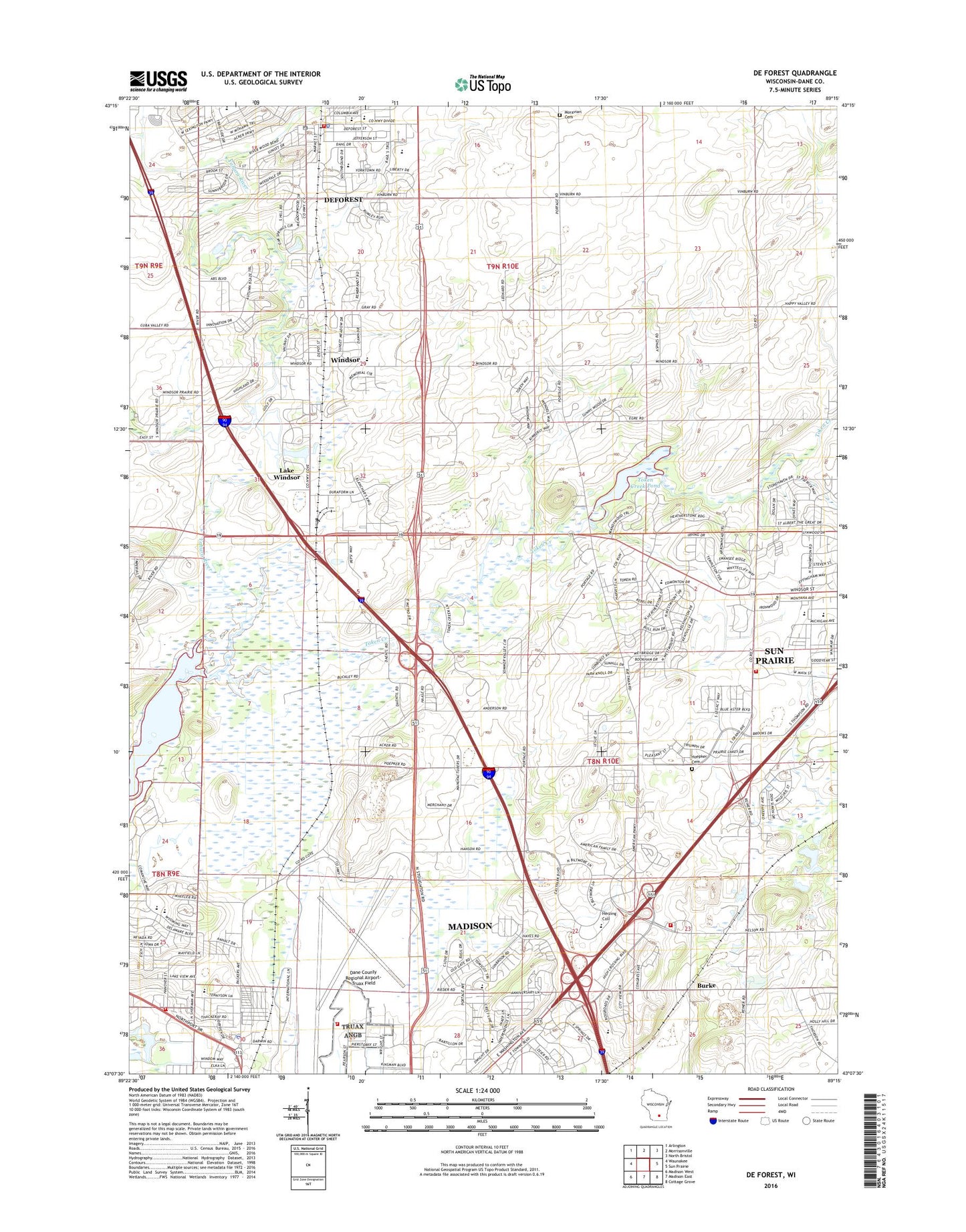 De Forest Wisconsin US Topo Map Image