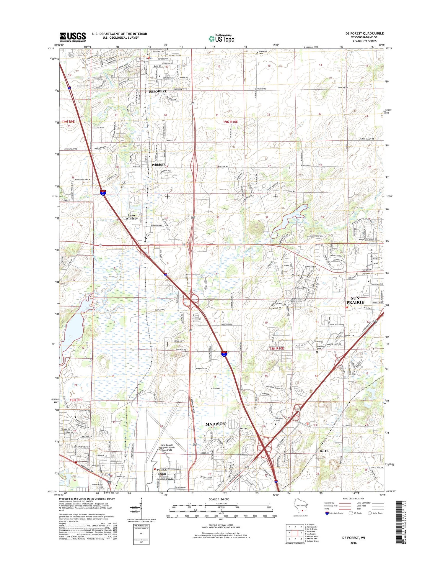 De Forest Wisconsin US Topo Map Image