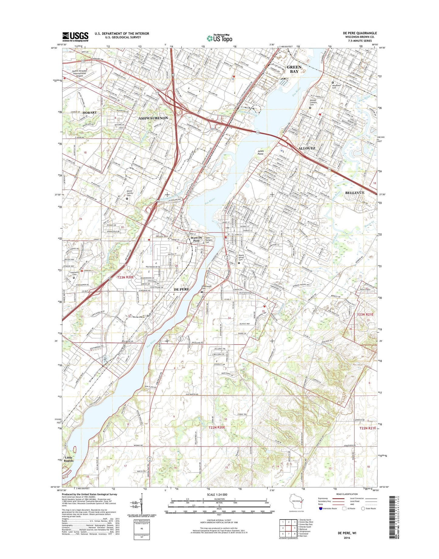 De Pere Wisconsin US Topo Map Image