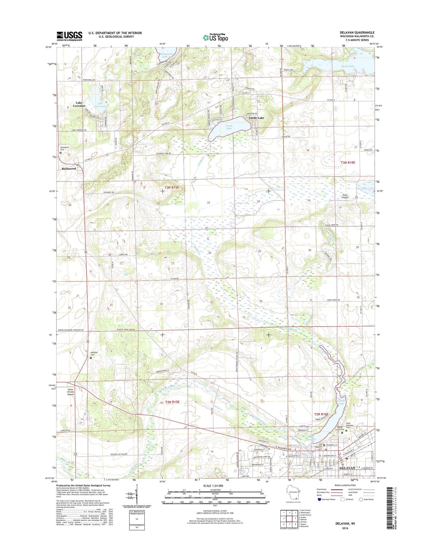Delavan Wisconsin US Topo Map Image