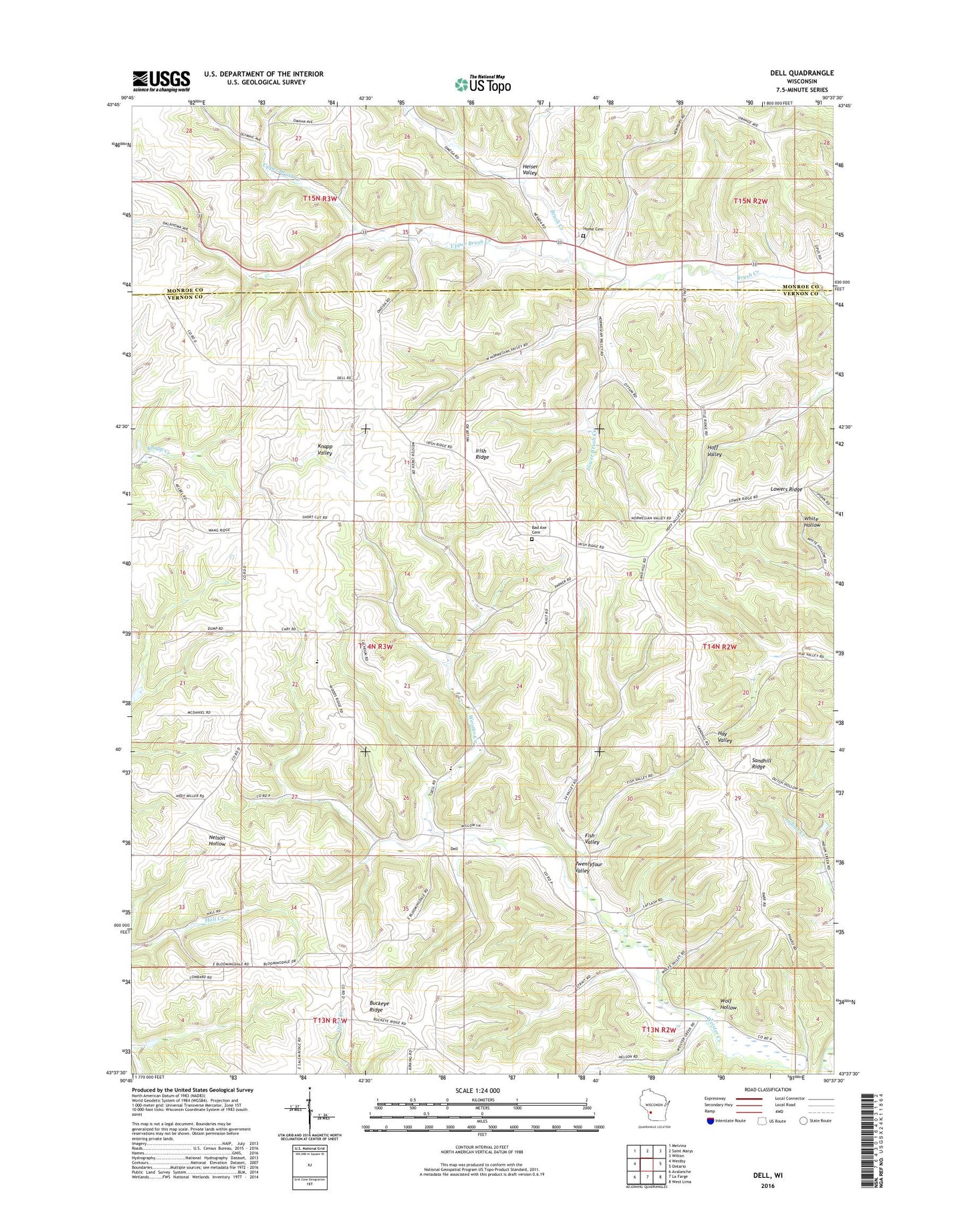 Dell Wisconsin US Topo Map Image