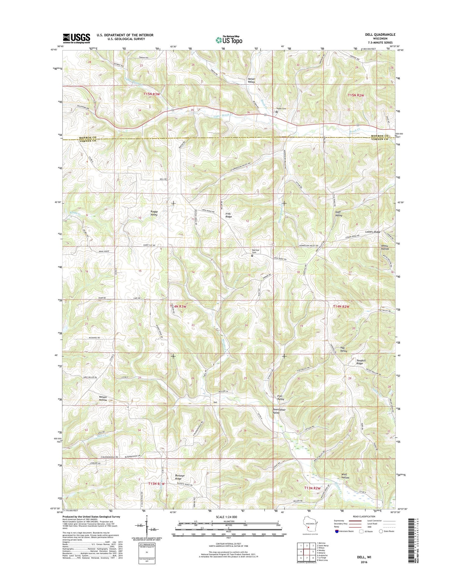 Dell Wisconsin US Topo Map Image