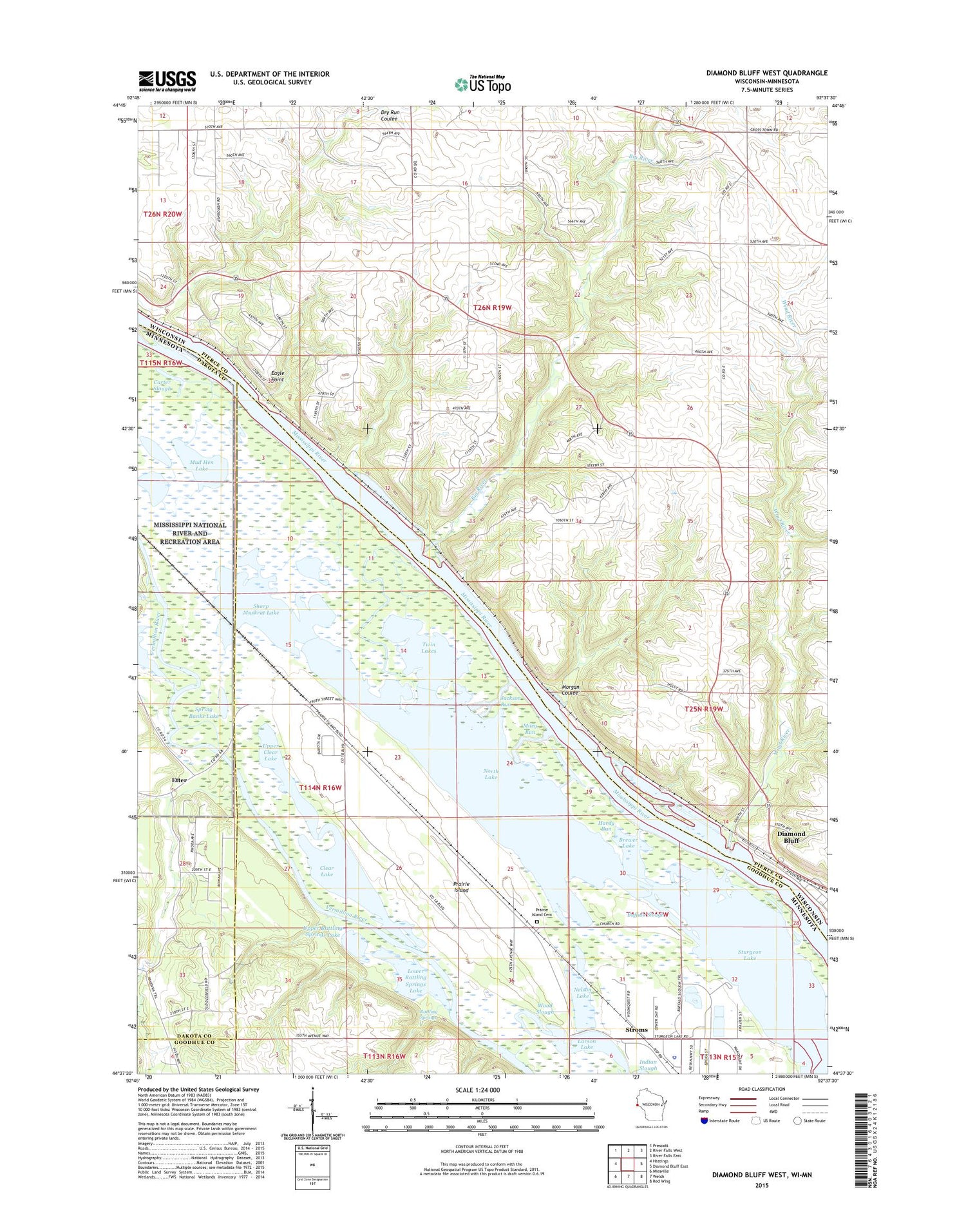 Diamond Bluff West Wisconsin US Topo Map Image