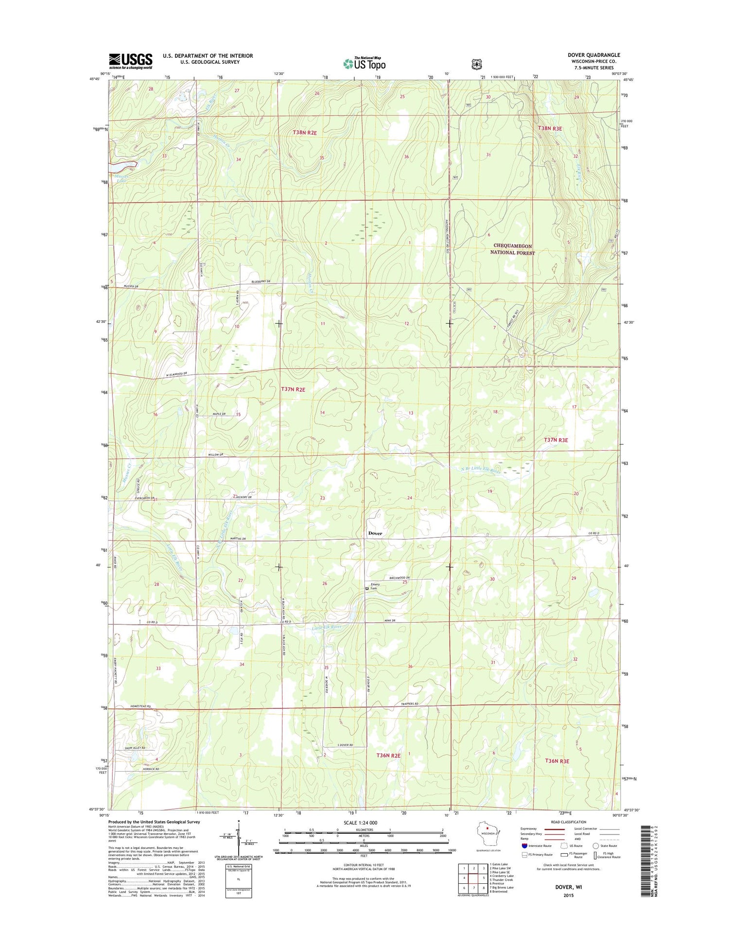 Dover Wisconsin US Topo Map Image