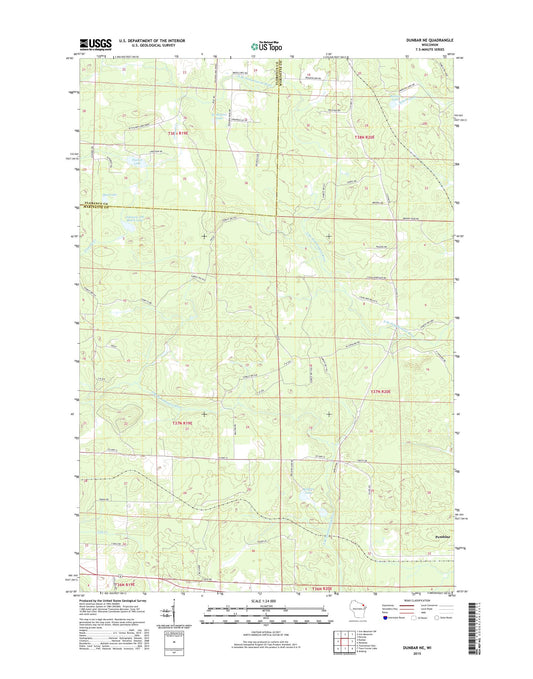 Dunbar NE Wisconsin US Topo Map Image