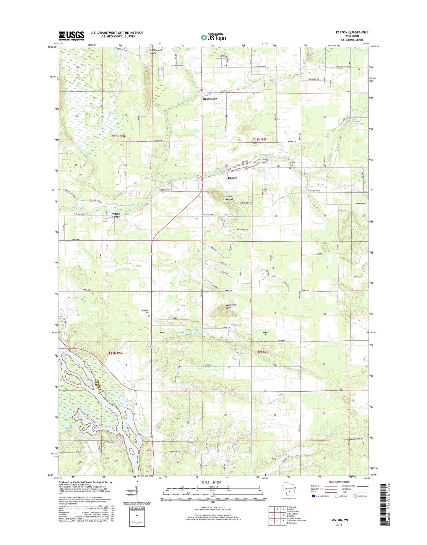 Easton Wisconsin US Topo Map Image