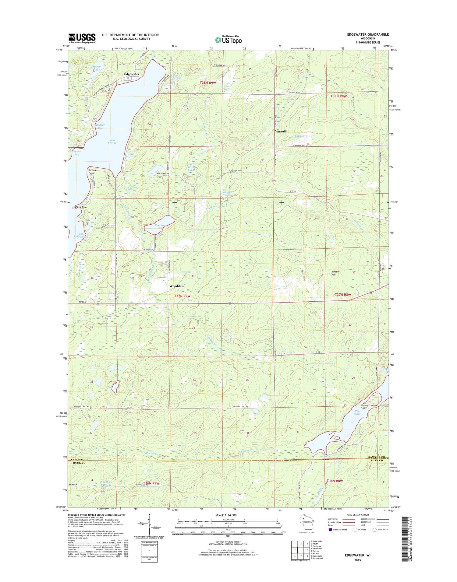 Edgewater Wisconsin US Topo Map Image