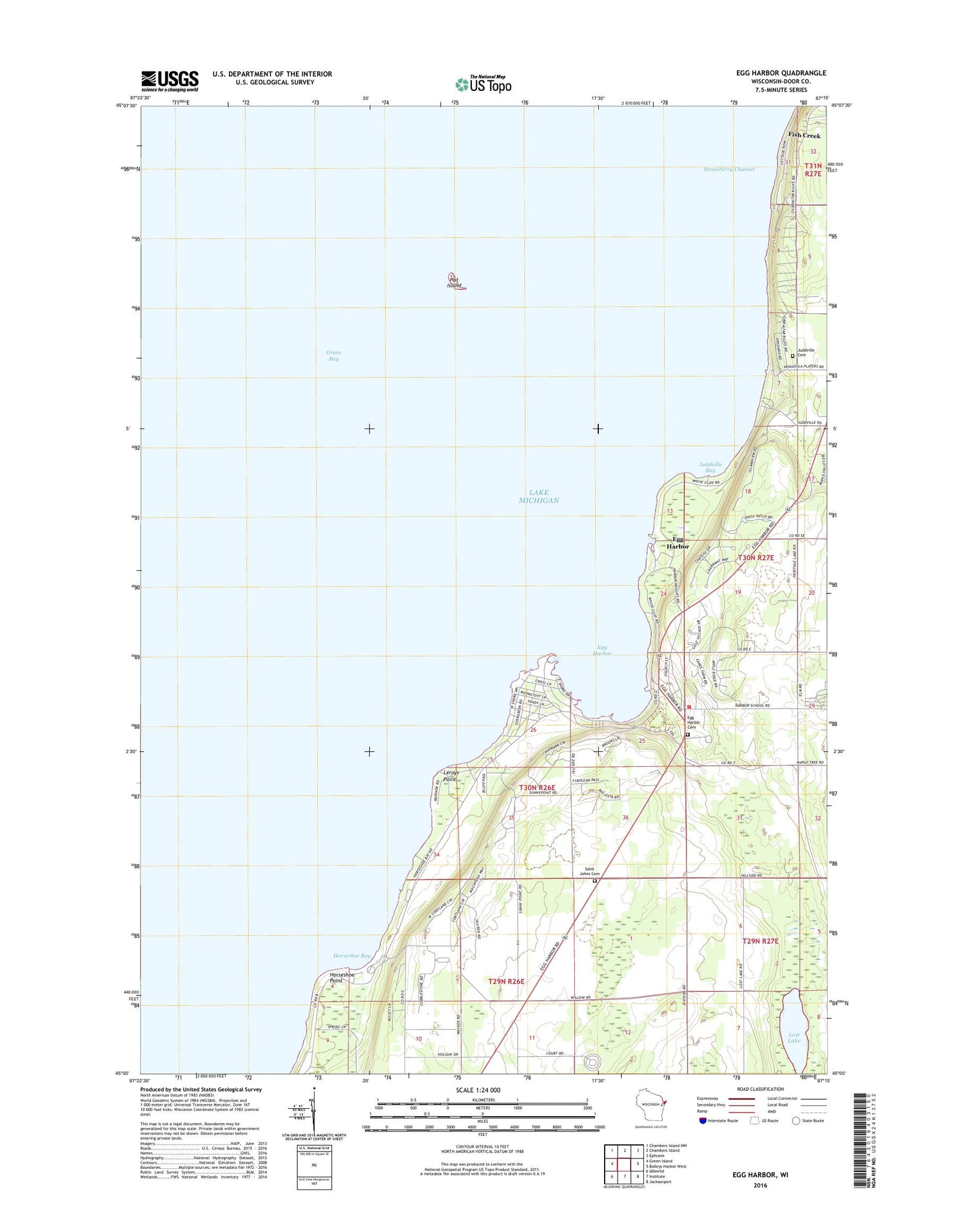 Egg Harbor Wisconsin US Topo Map Image