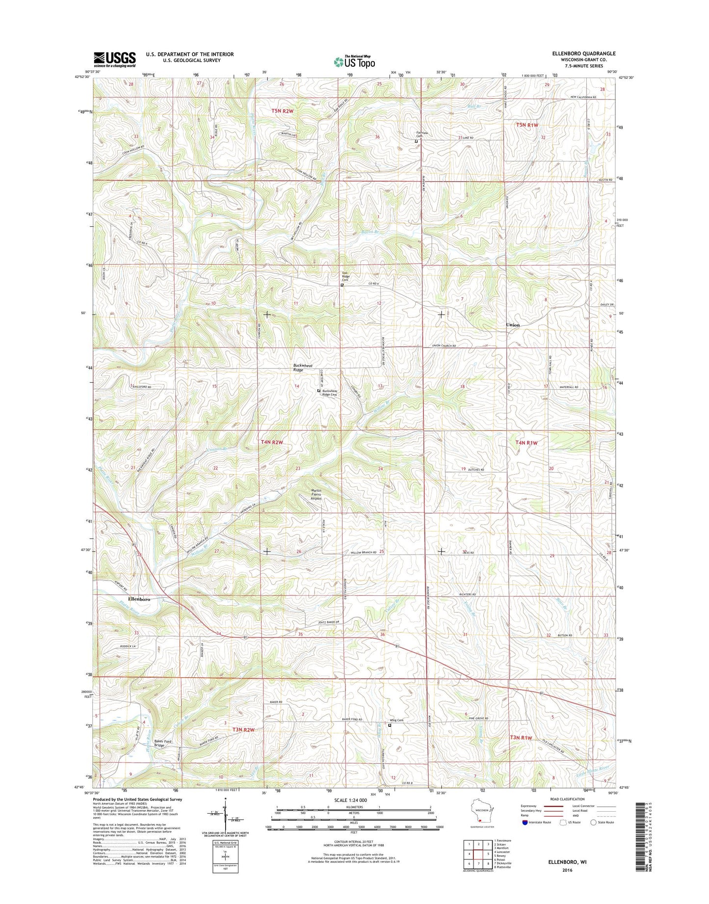 Ellenboro Wisconsin US Topo Map Image