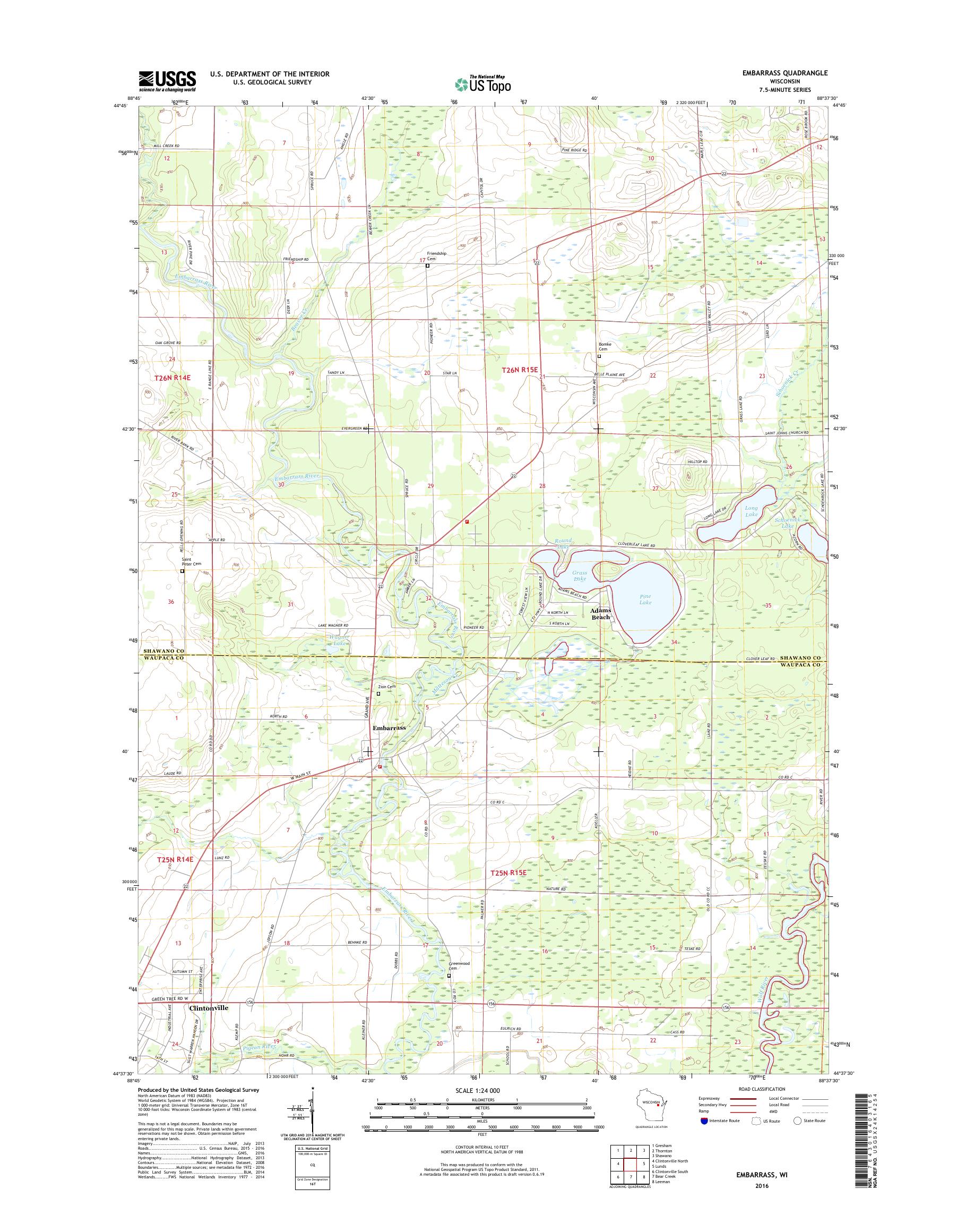 Embarrass Wisconsin US Topo Map – MyTopo Map Store