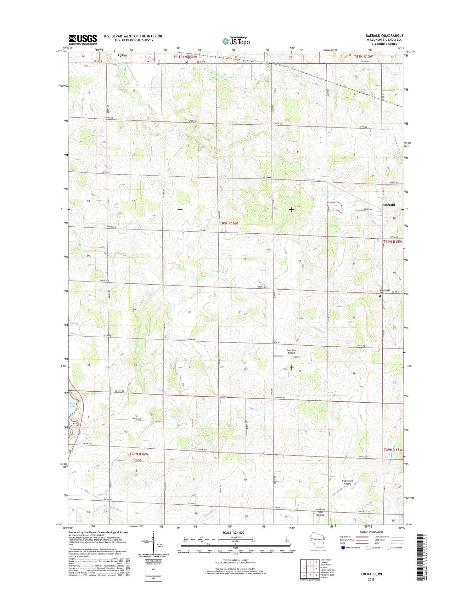 Emerald Wisconsin US Topo Map Image