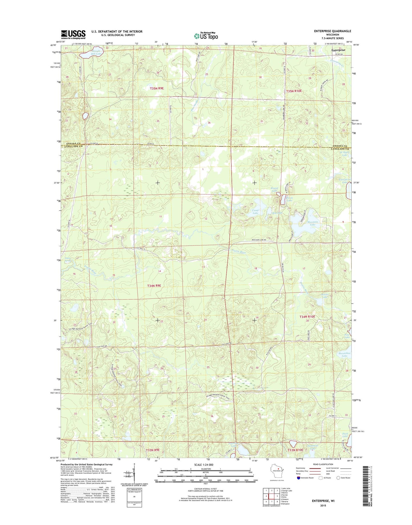 Enterprise Wisconsin US Topo Map Image
