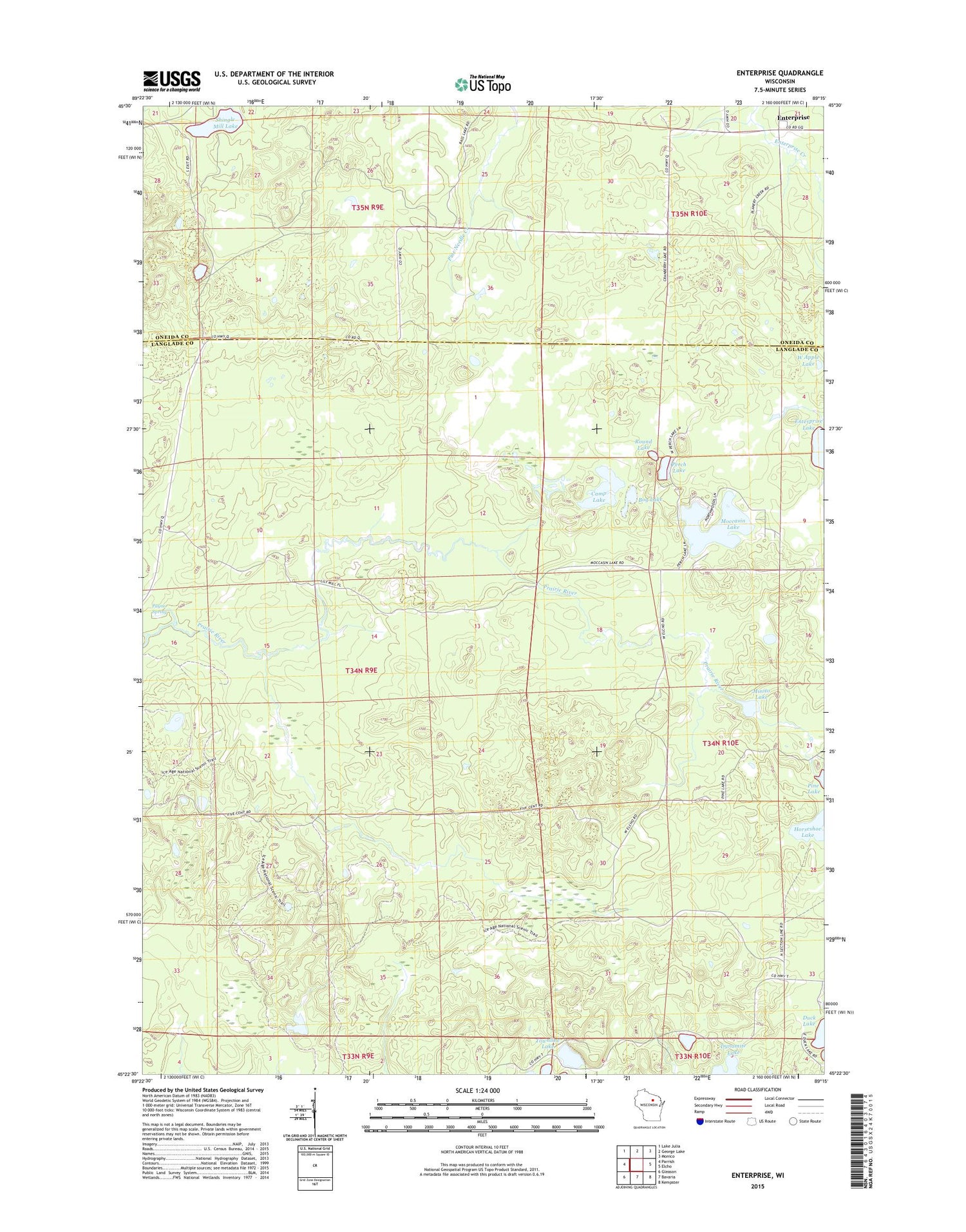Enterprise Wisconsin US Topo Map Image