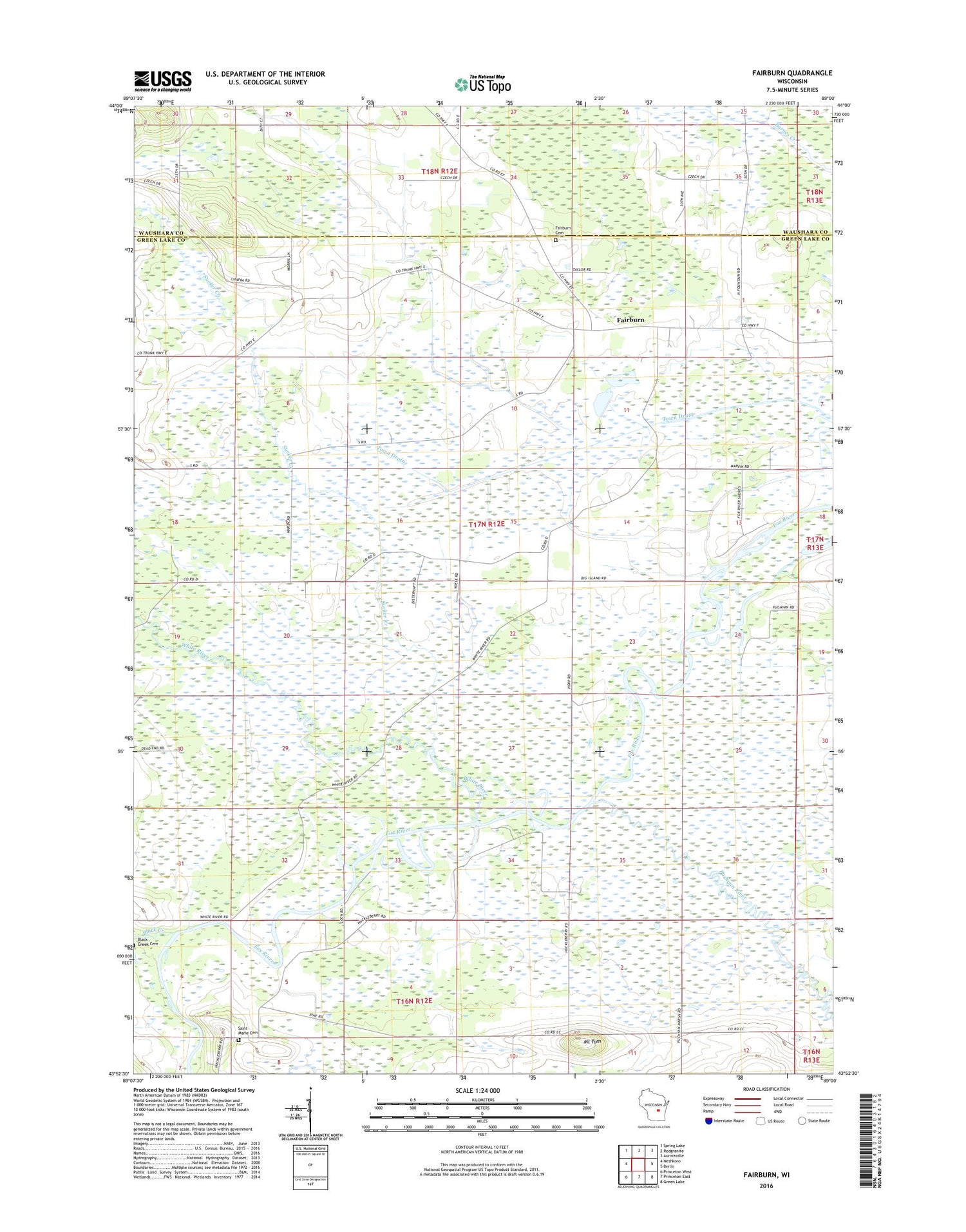 Fairburn Wisconsin US Topo Map Image