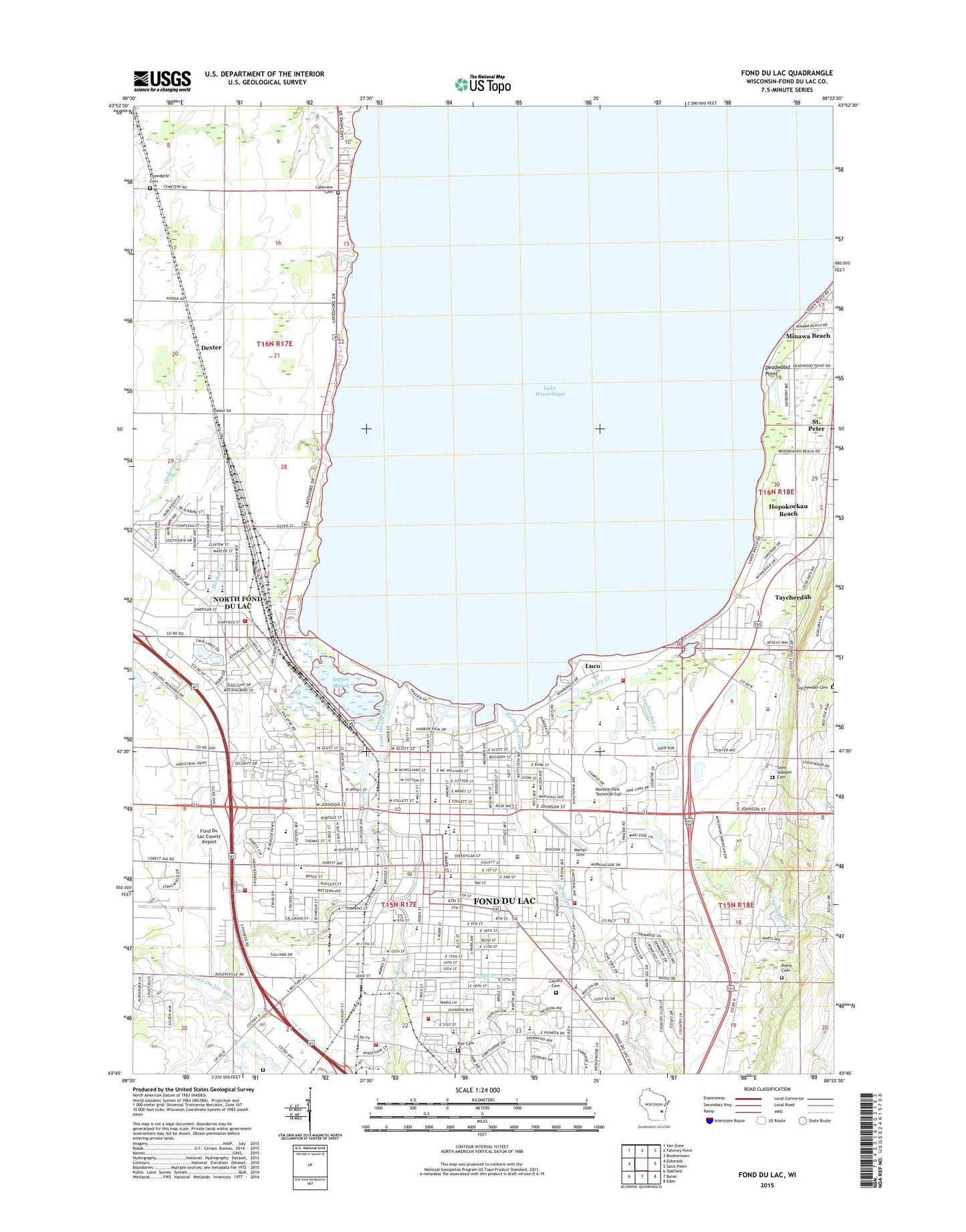 Fond du Lac Wisconsin US Topo Map Image