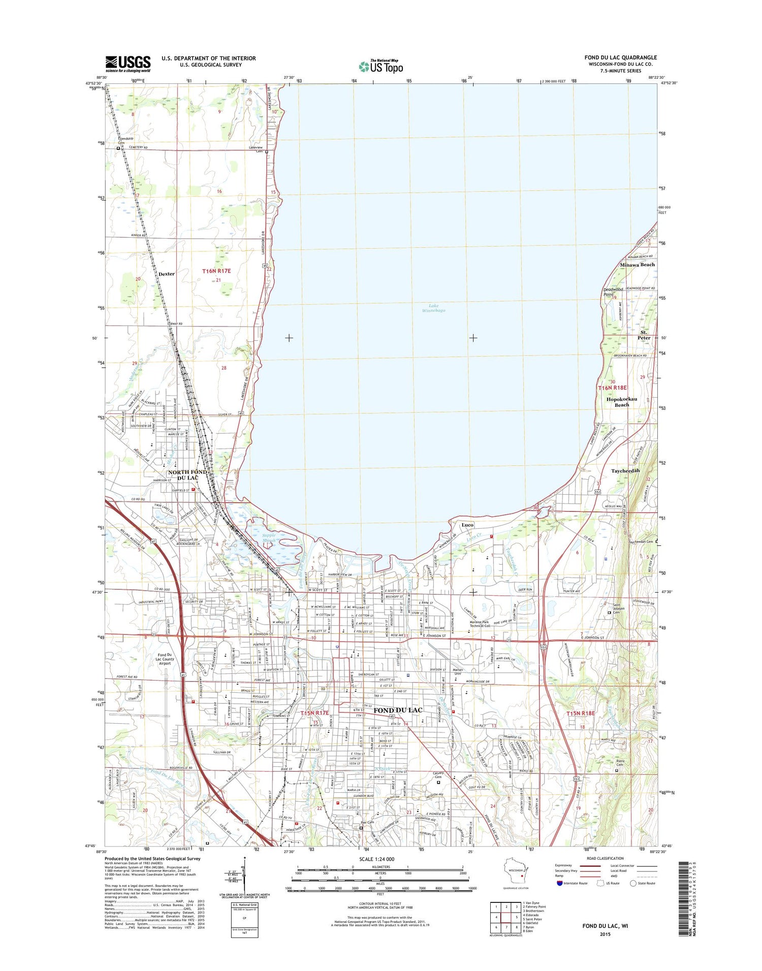 Fond du Lac Wisconsin US Topo Map Image