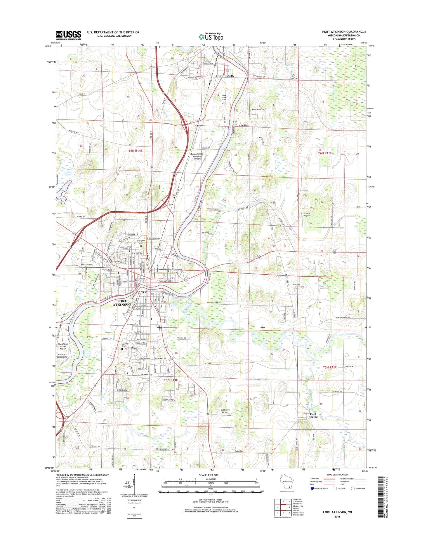 Fort Atkinson Wisconsin US Topo Map Image