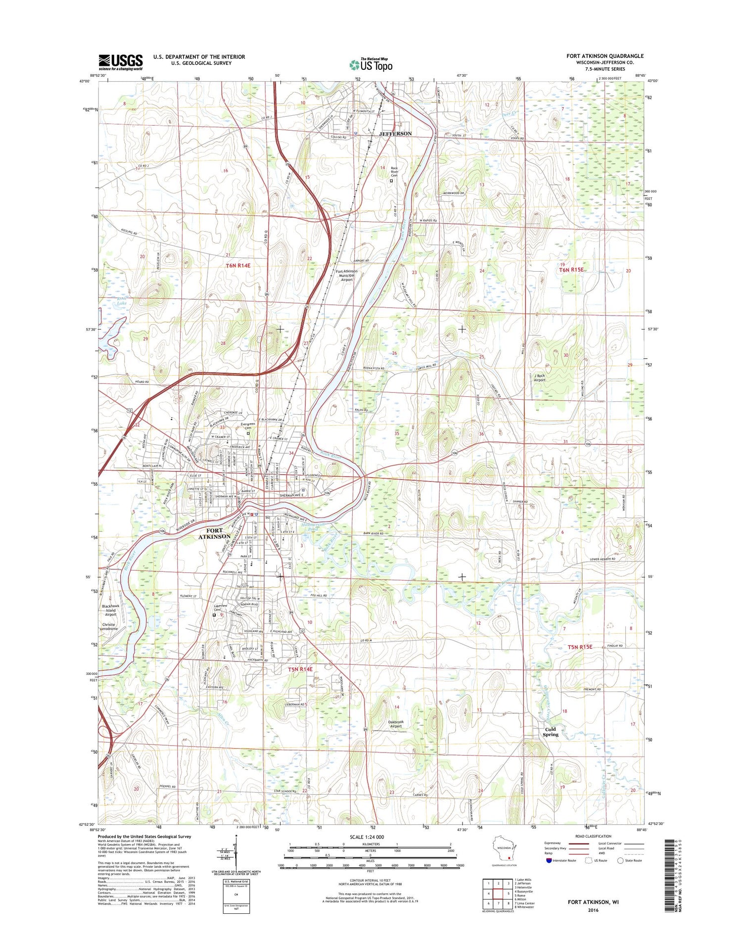 Fort Atkinson Wisconsin US Topo Map Image